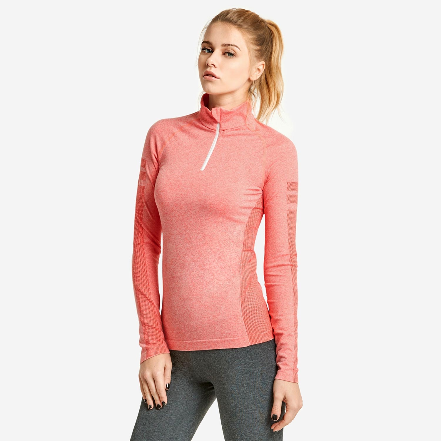 Buy One Get One Free Ladies 1/4 Zip Active Pullover Heather