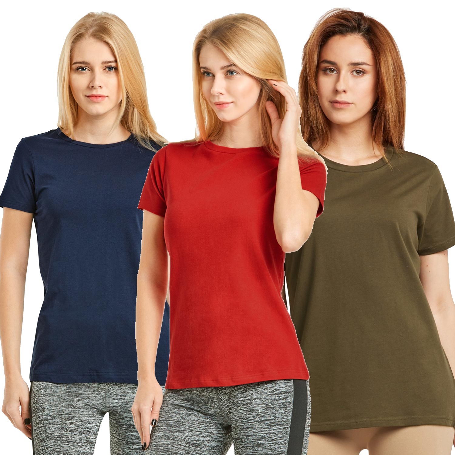 6 Pack Cotton Classic Fit Crew Neck T-Shirt - Ladies 