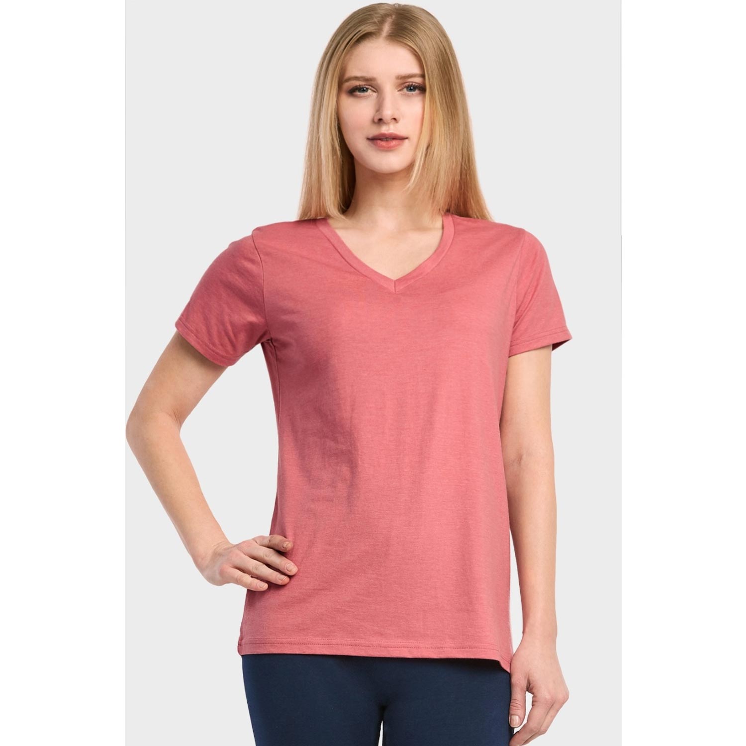 5 Pack Classic Fit V Neck Cotton T-shirt - Ladies