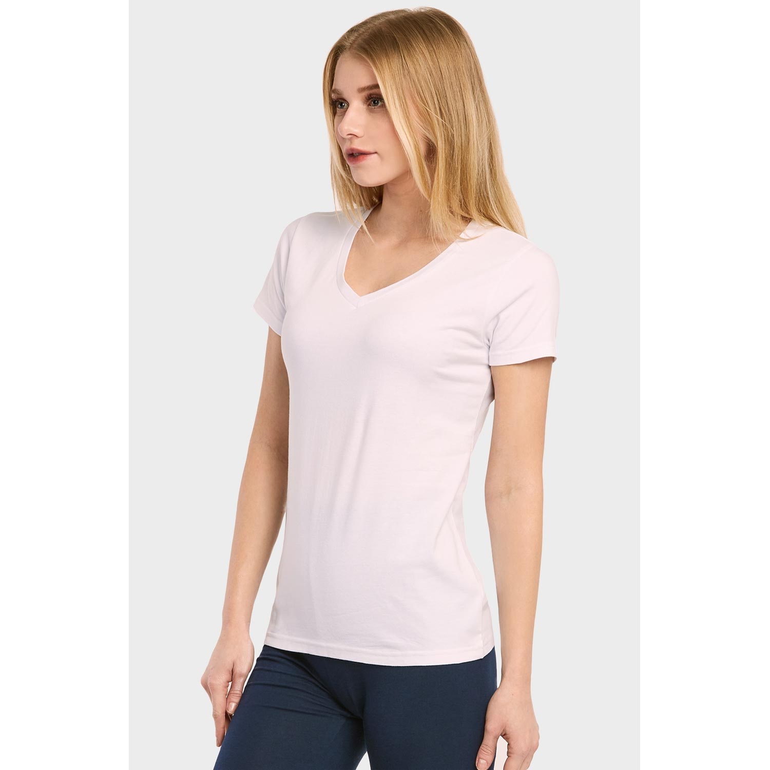 5 Pack Classic Fit V Neck Cotton T-shirt - Ladies