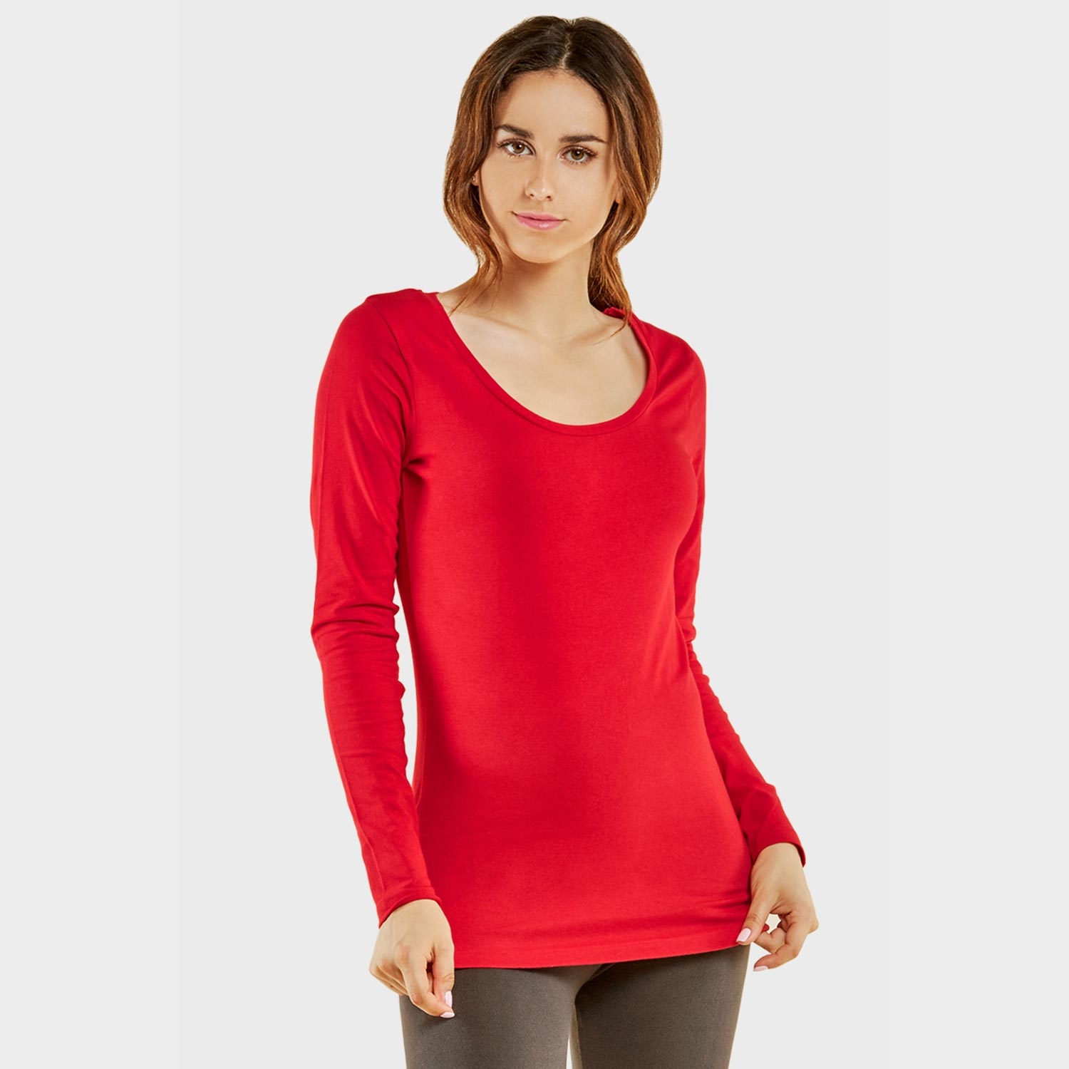 5 Pack Ladies Long Sleeve Round Neck T-Shirt