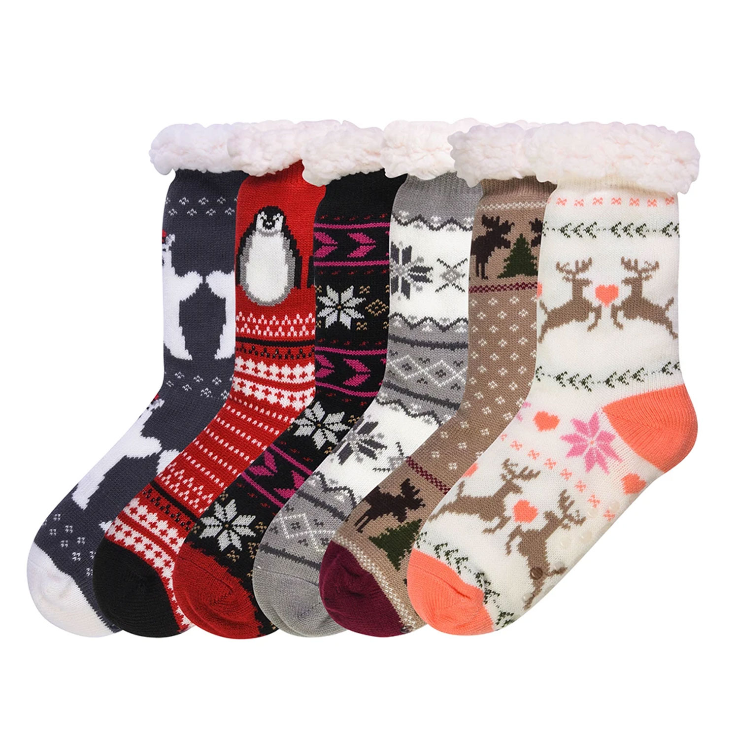 6 Pairs Cozy Thermal Non-Skid Socks