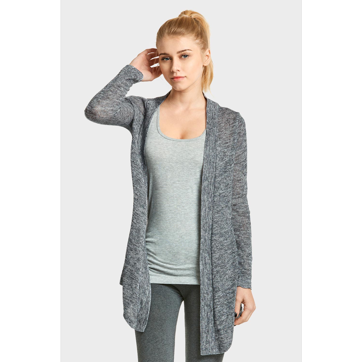 Women's Classic Long Heather Design Cardigan