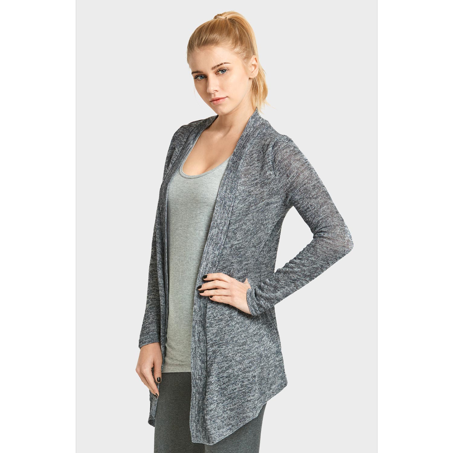 Women's Classic Long Heather Design Cardigan