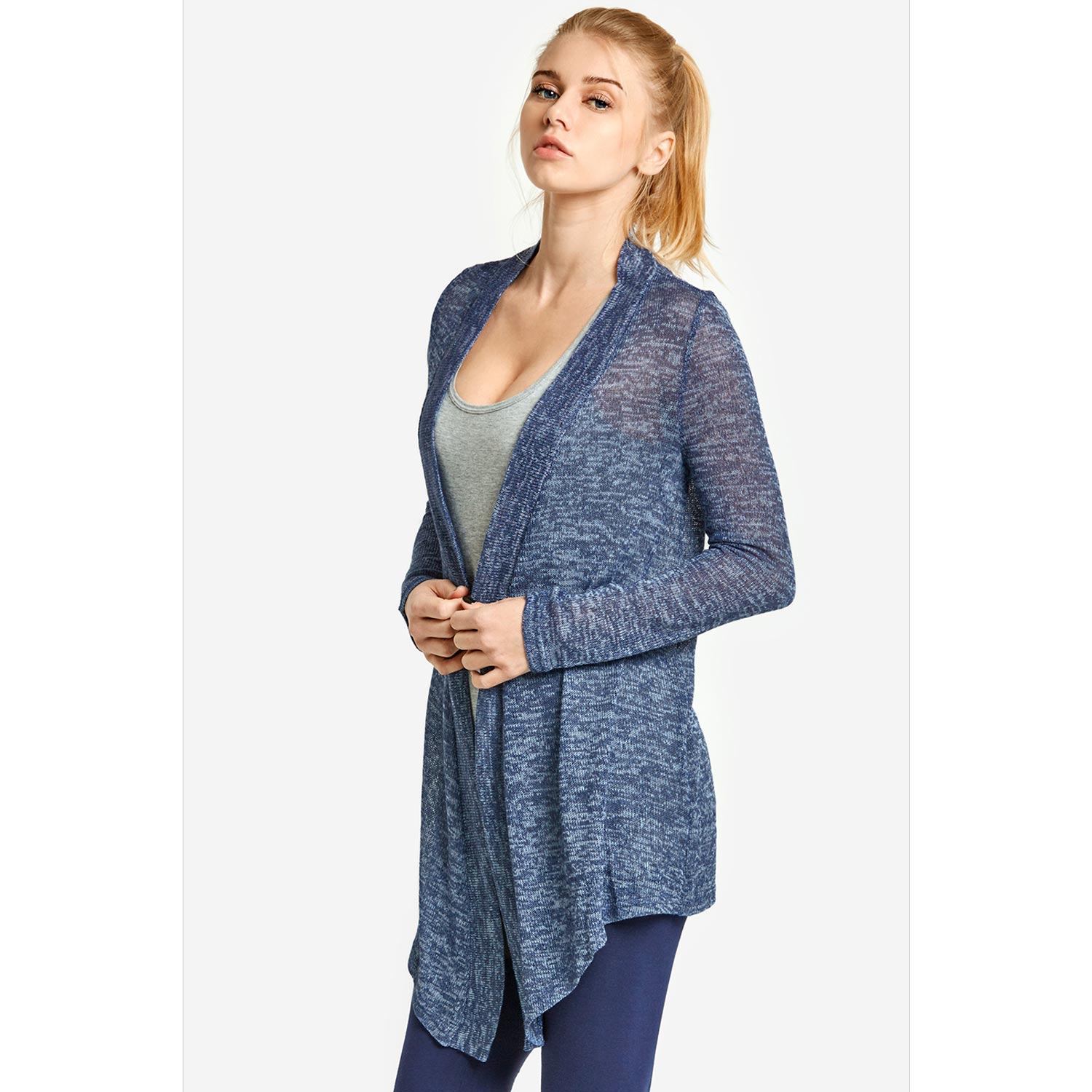 Women's Classic Long Heather Design Cardigan