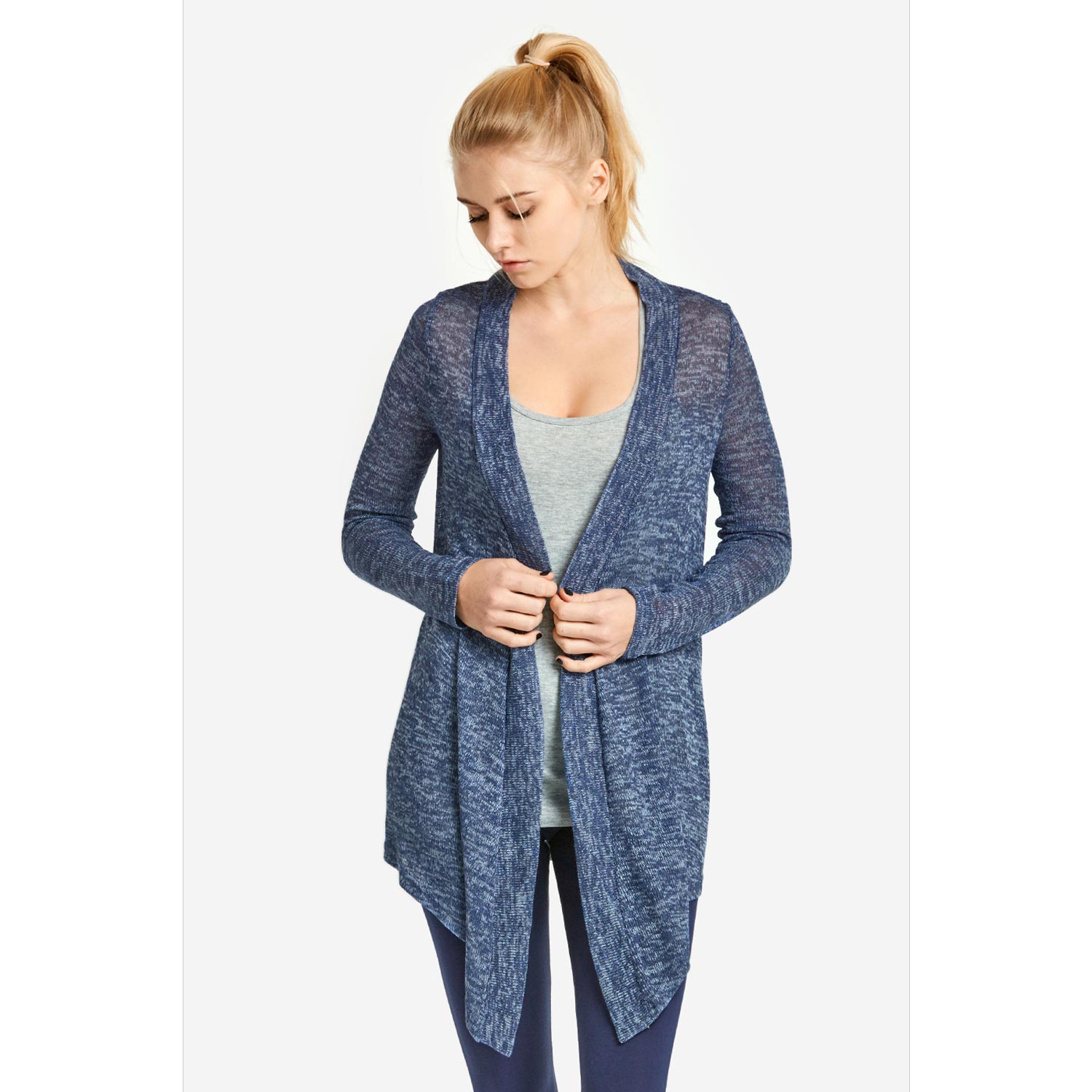 Women's Classic Long Heather Design Cardigan