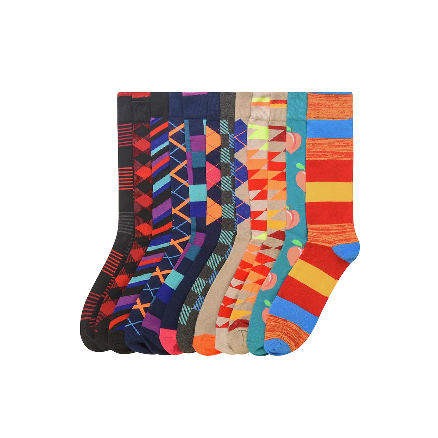  Fun Styled Socks - 12 Pack 
