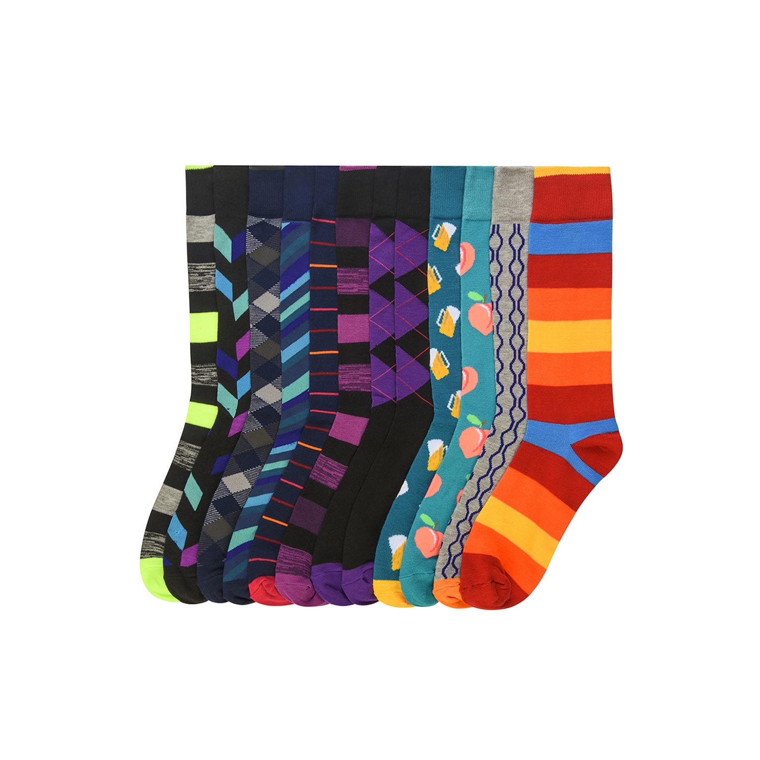  Fun Styled Socks - 12 Pack 