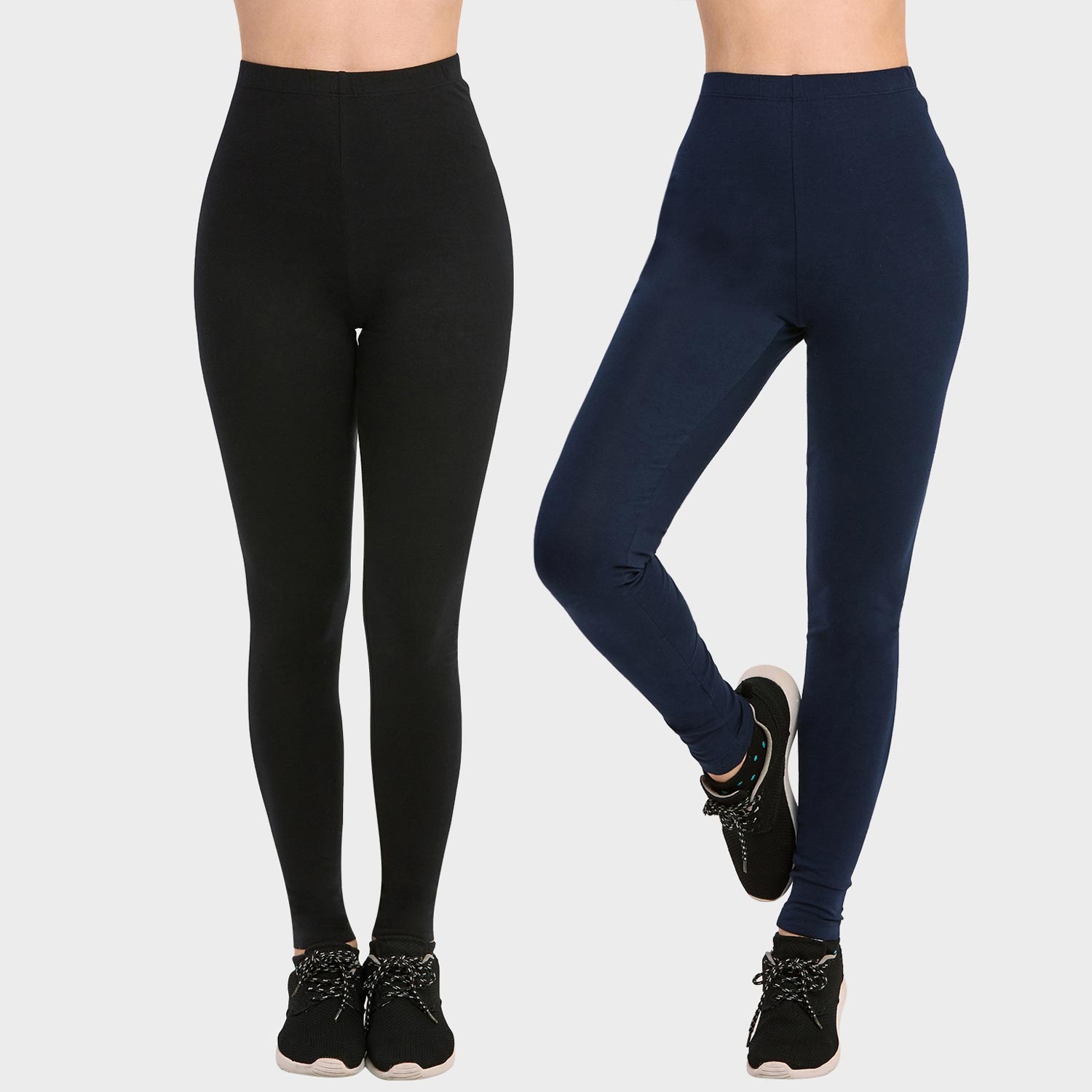 2 Pack Women's Full Length Cotton Leggings