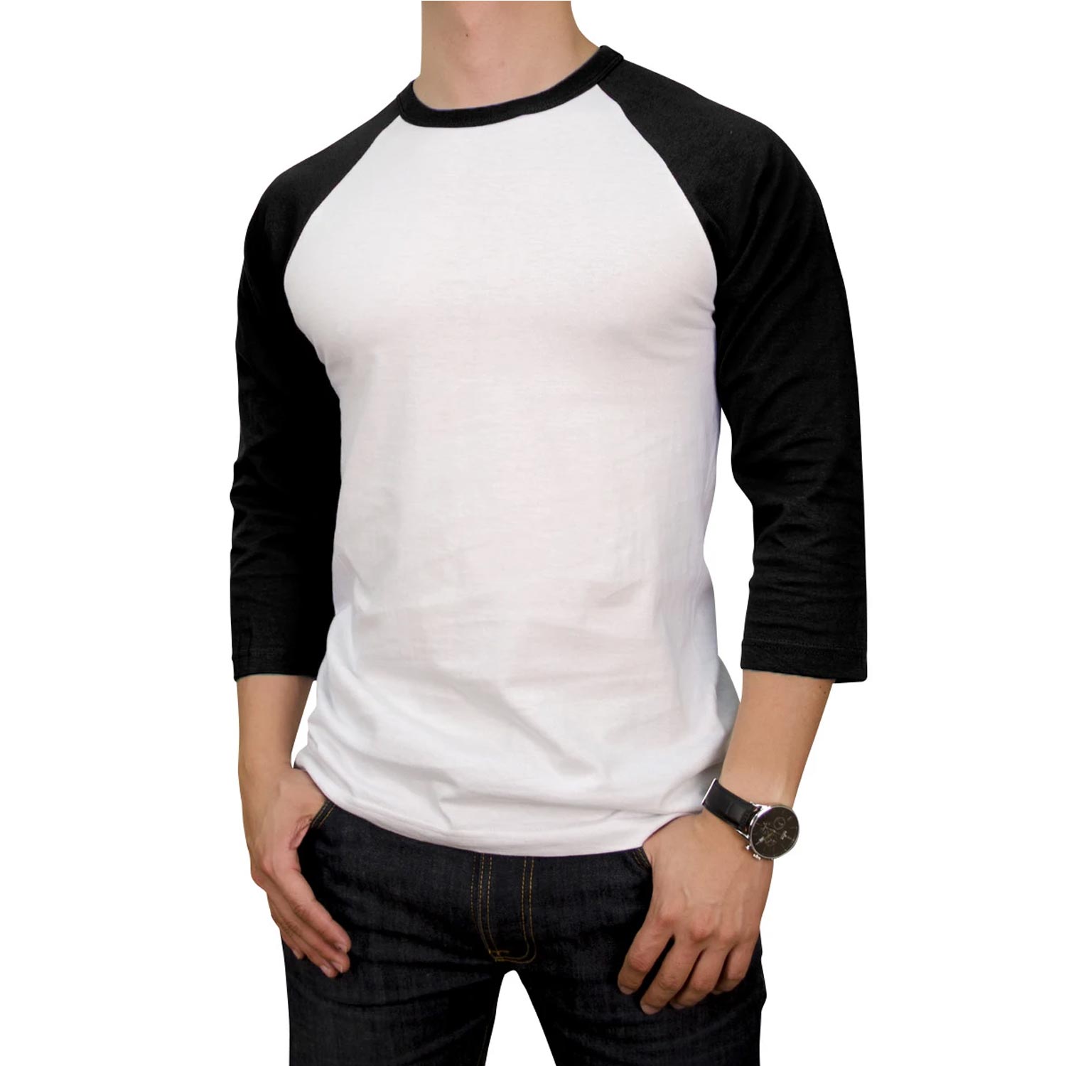 3 Pack Men's 3/4 Sleeve Baseball T-Shirt