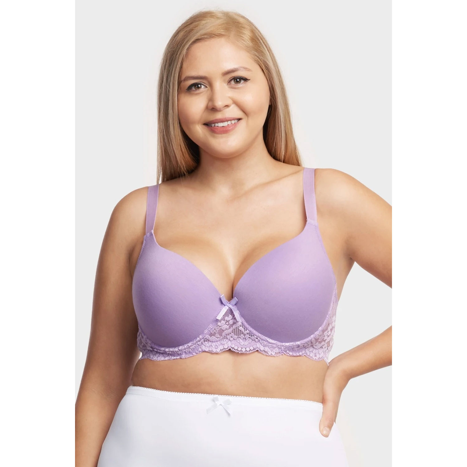 6 Pack Ladies Full Cup Plain Lace Cotton D Cup Bra