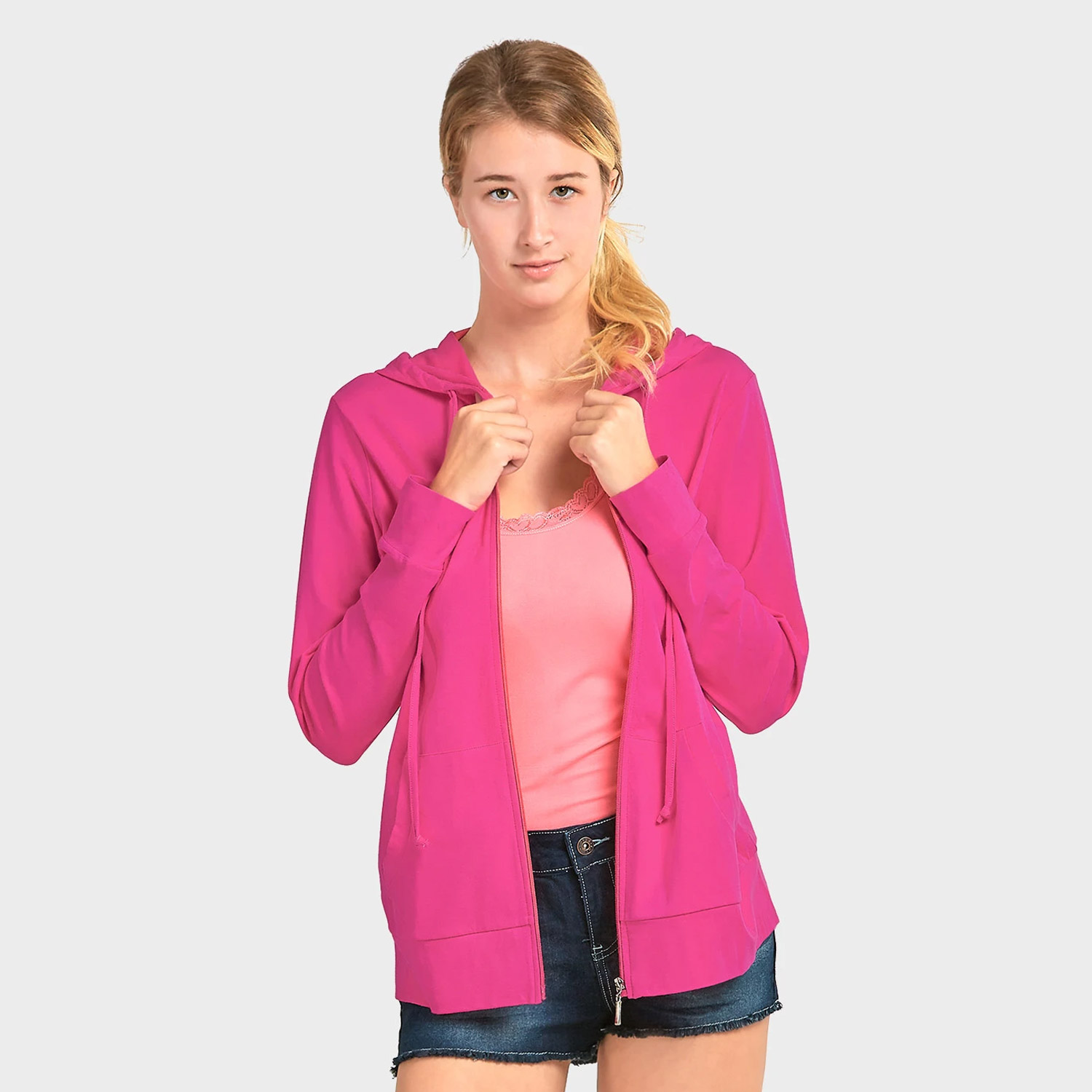 Sofra Ladies Thin Zip-up Hoodie Jacket