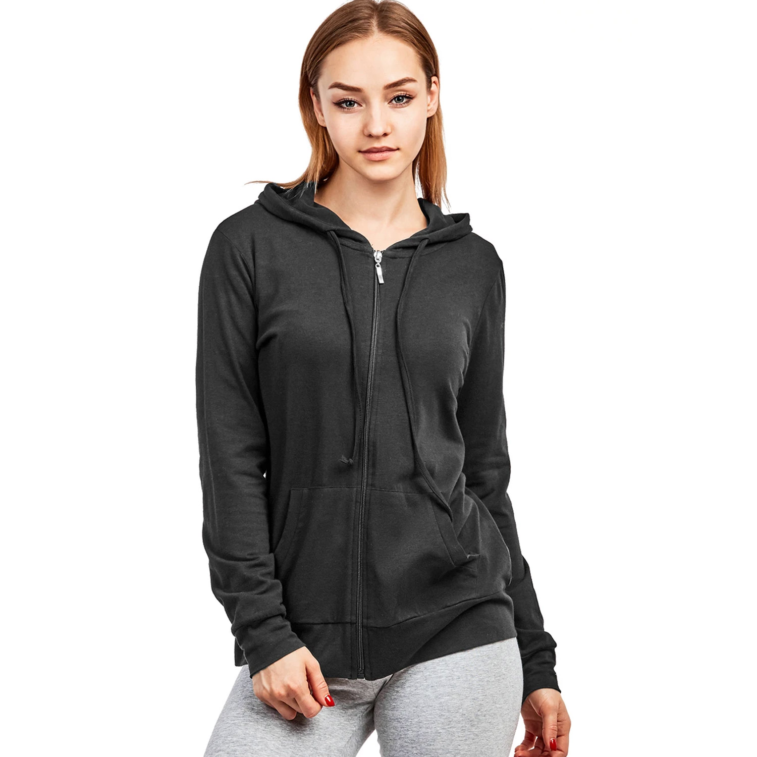 Cottonbell Ladies Thin Zip-up Hoodie Jacket