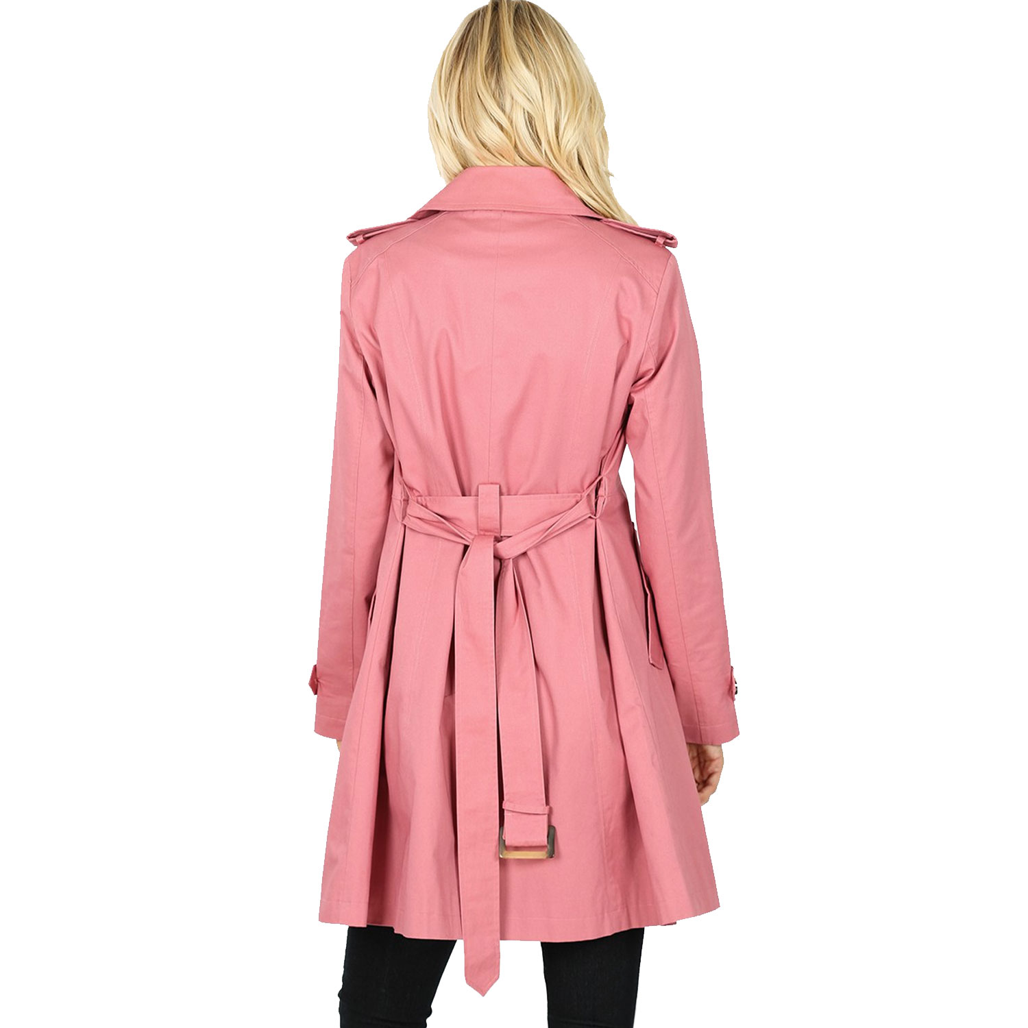 Double Breasted Thigh Length Trench Coat