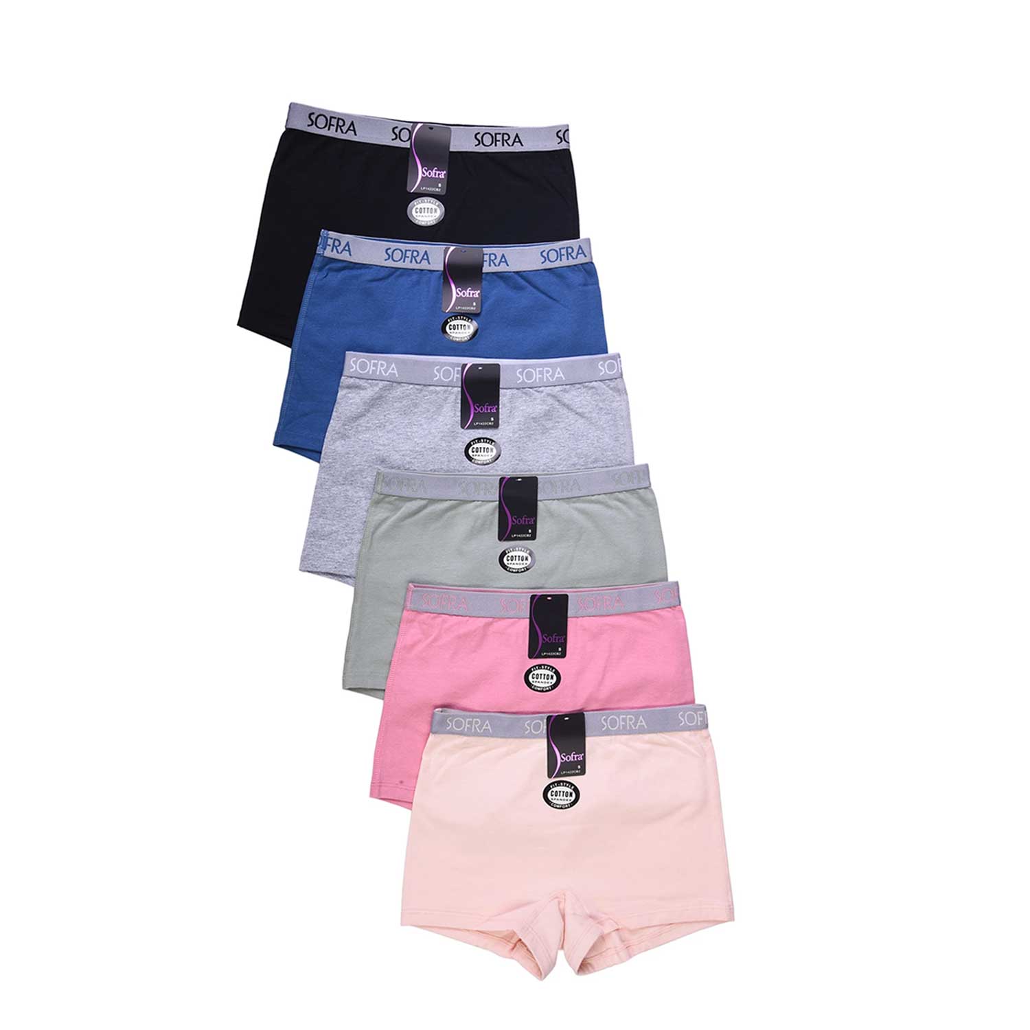 12 Pack Ladies Cotton Plain Bra And Cotton Boyshort Panty