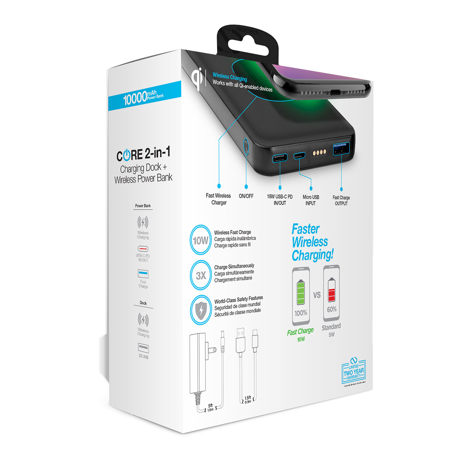 Naztech Core 2-in-1 Charging Dock + Wireless Power Bank