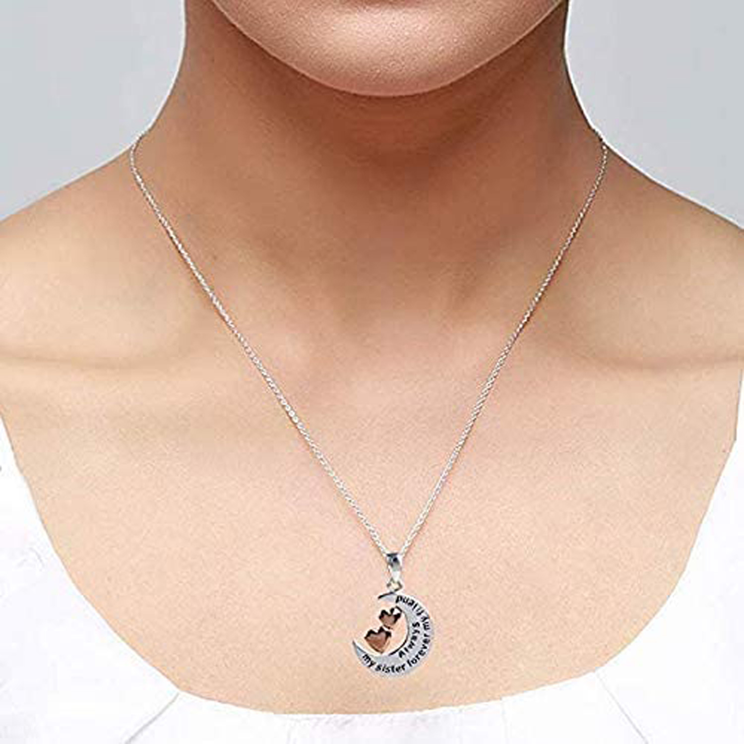 Sterling Silver Always My Sister Forever My Friend Inspirational Quote Pendant