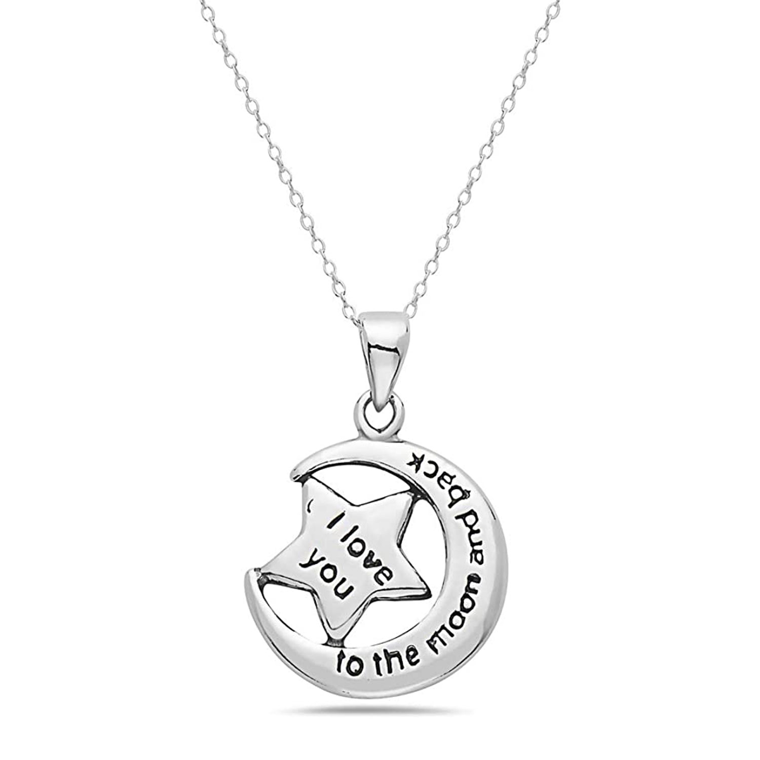 Sterling Silver I Love You Inspirational Quote Pendant Necklace
