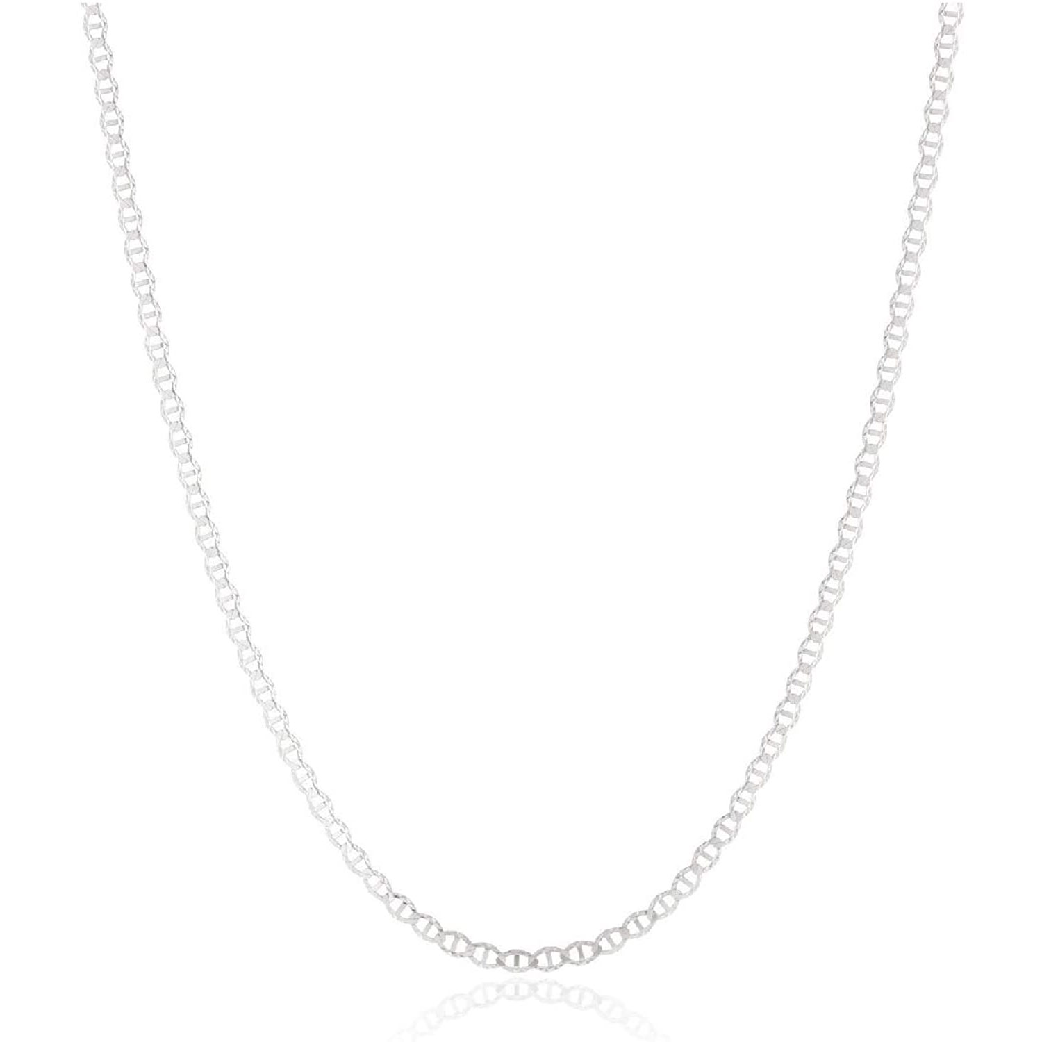Sterling Silver Flat Mariner/Marina Link Chain Necklace