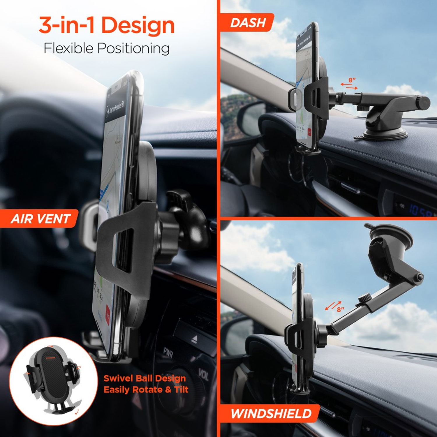HyperGear 3-in-1 Phone Mount Kit 