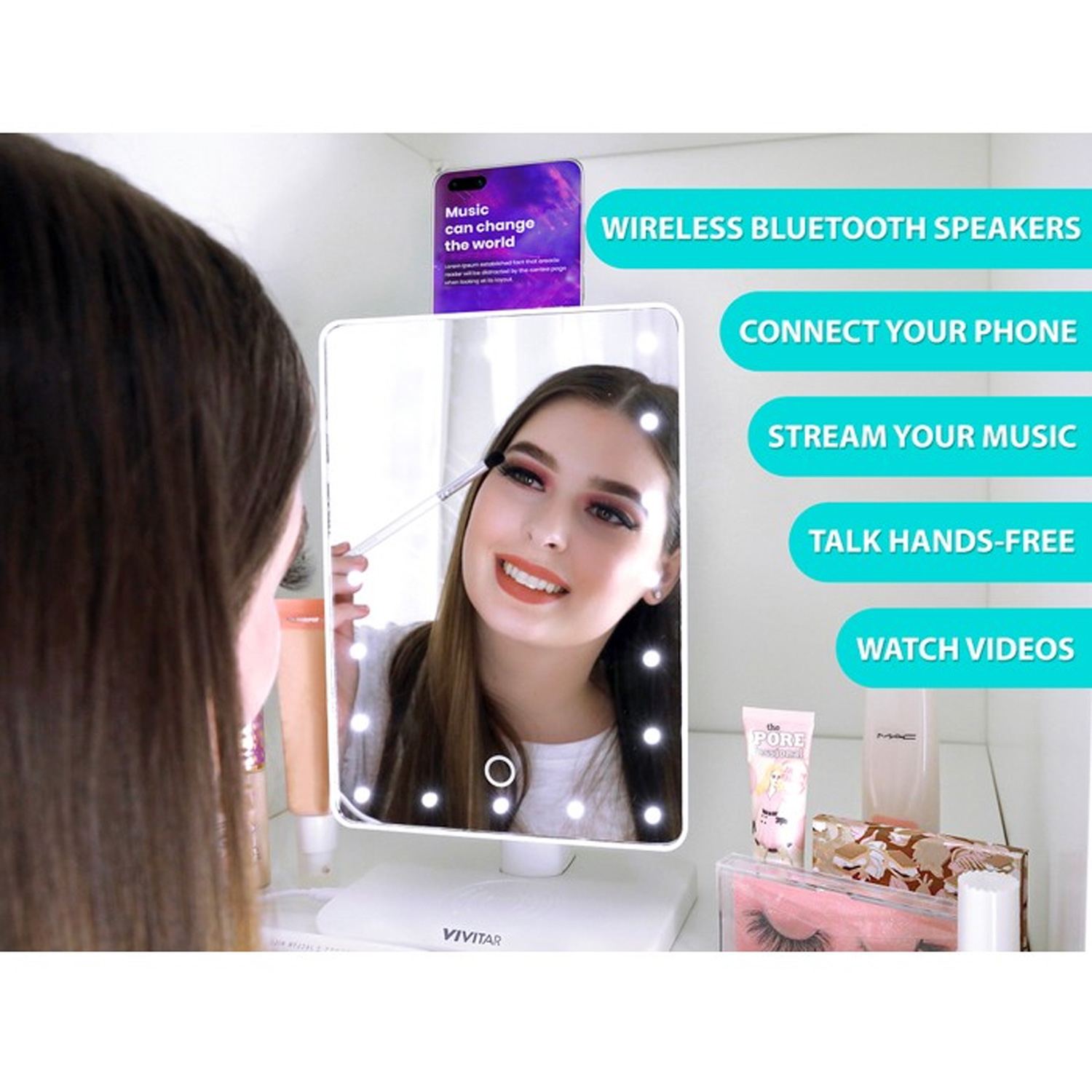 Vivitar Mirror 10X Magnification W/ Bluetooth Speakers And Wireless Charging