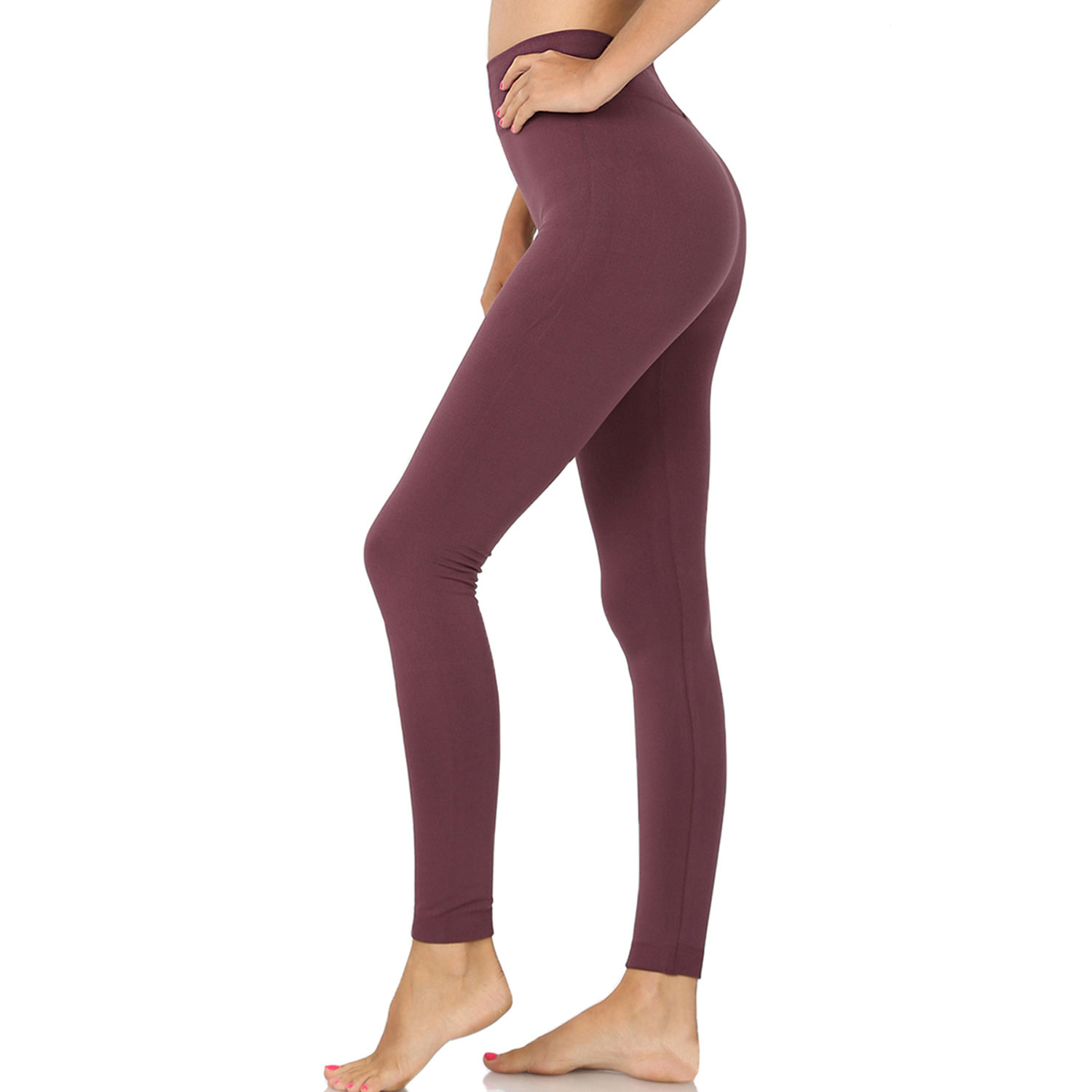 2 Pack Ribbed Waist Band Fleece Seamless Leggings