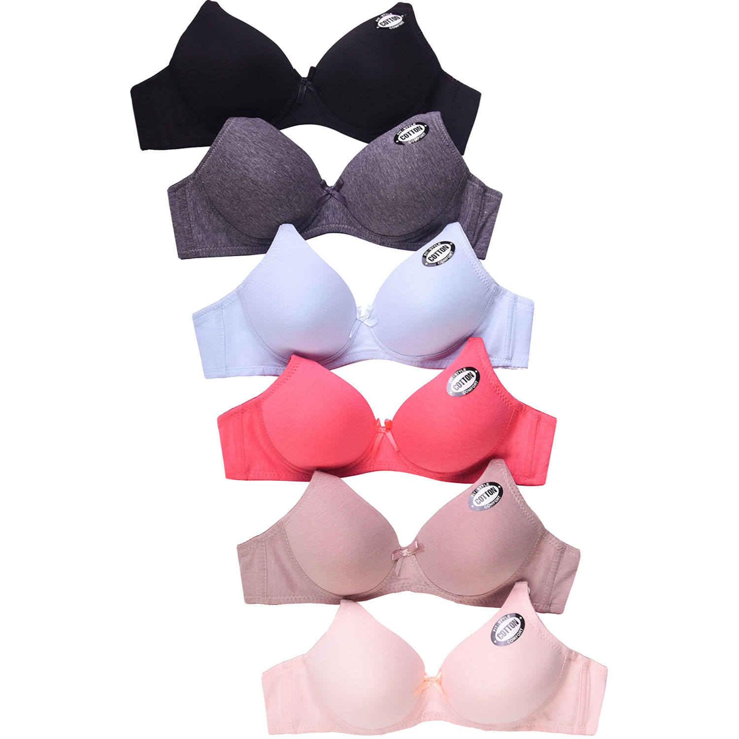 6 Pack Sofra No Wire Cotton Bras