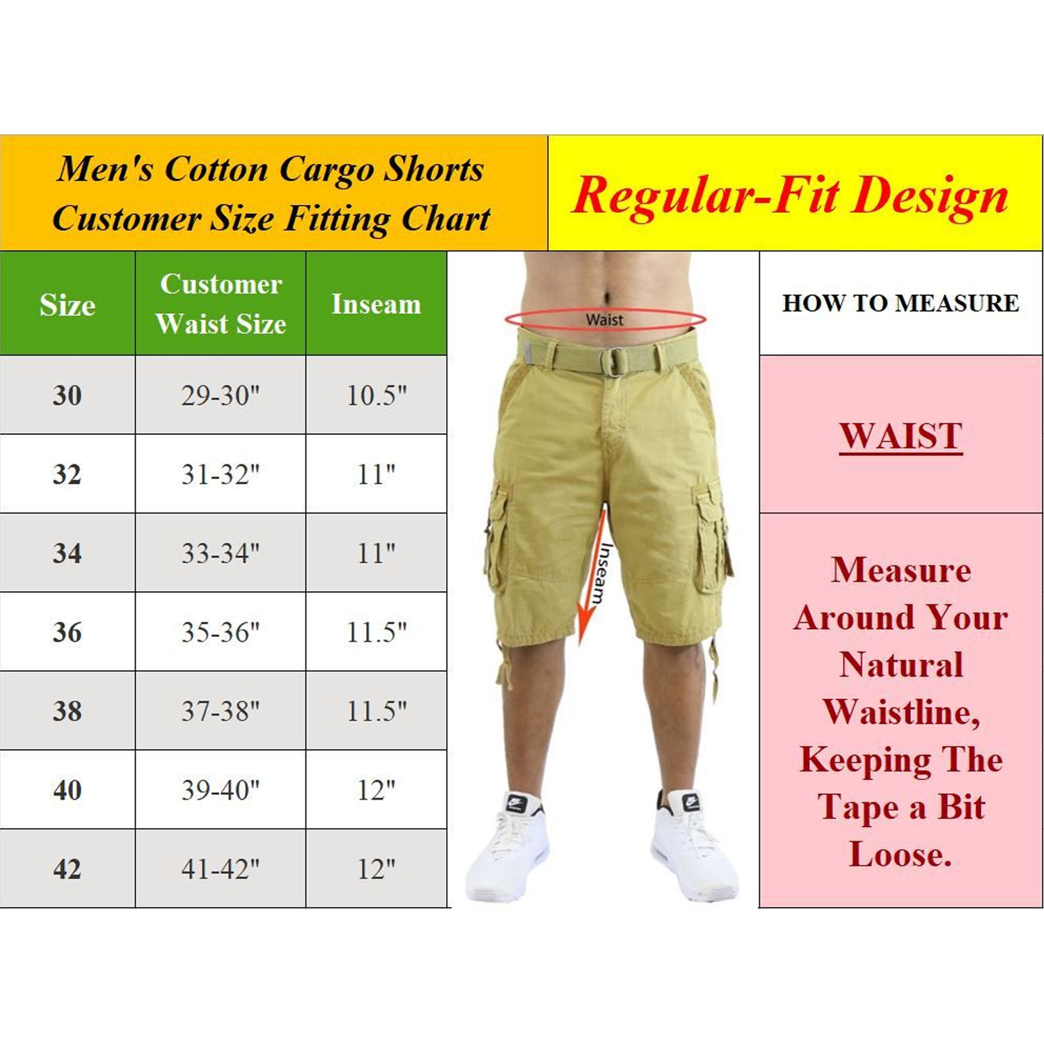 Men's Cotton Chino Shorts with Belt Sizes 30-42