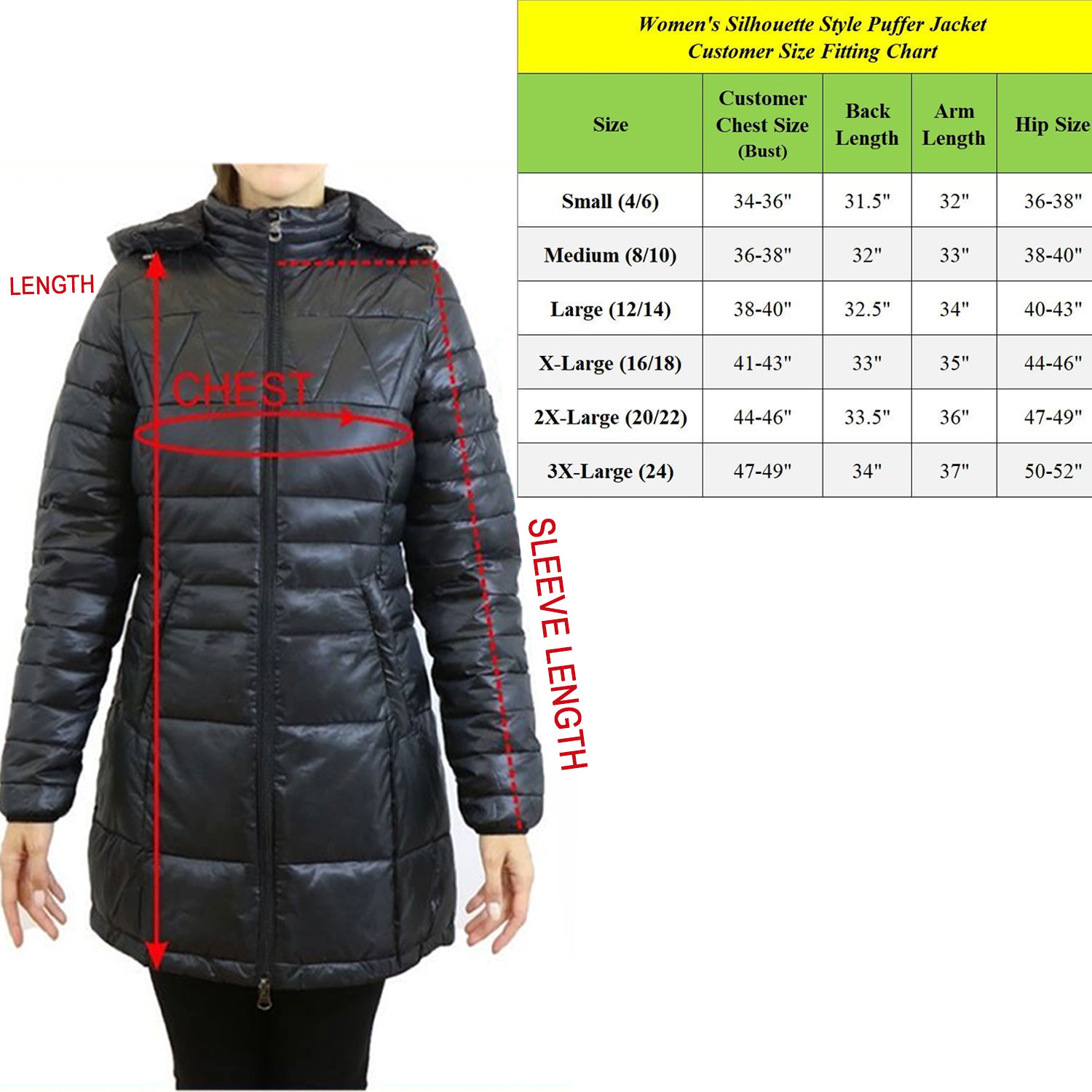 Womens Classic Long Puffer Jacket With Hood