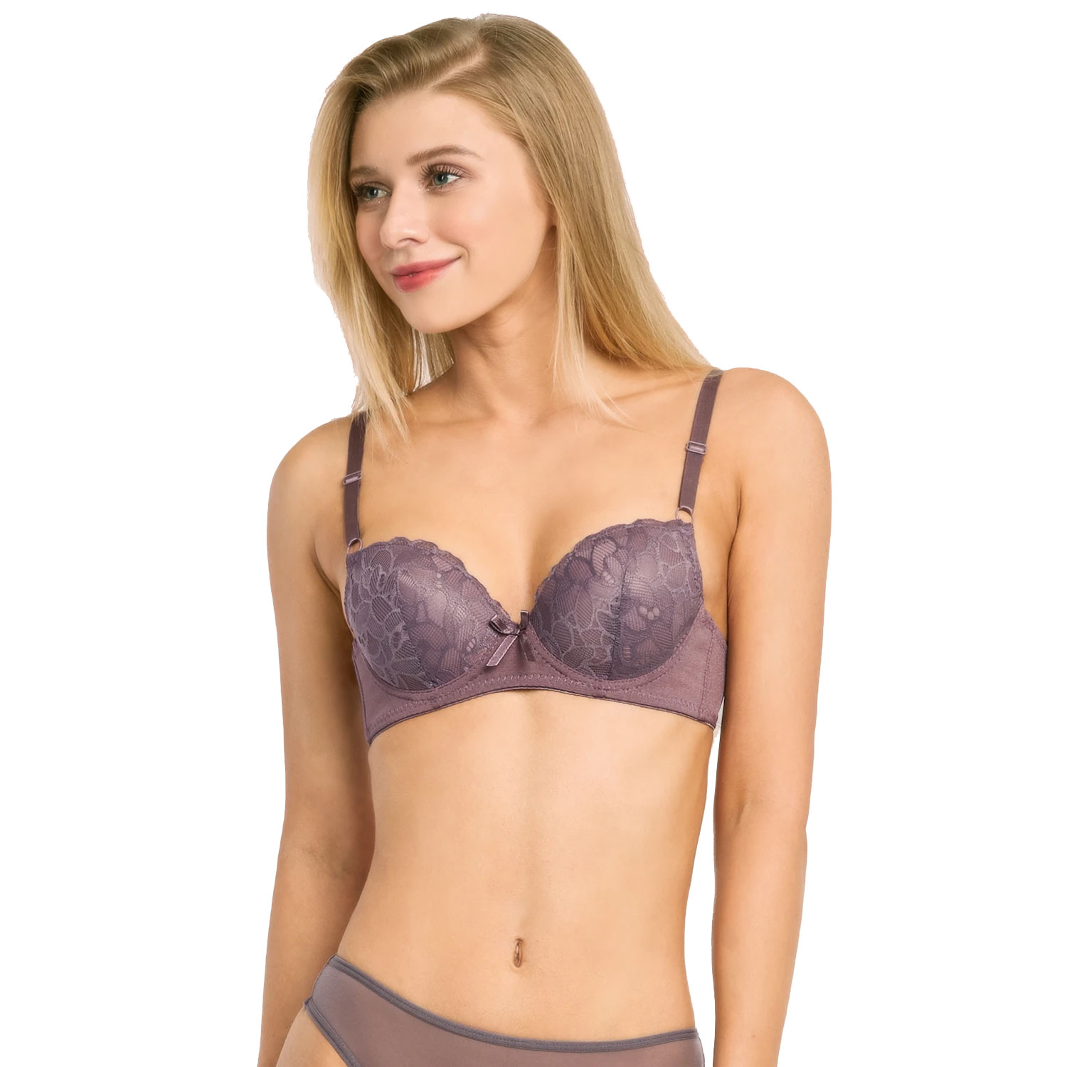 6 Pack Mamia Ladies Demi Cup Lace Push Up Bra