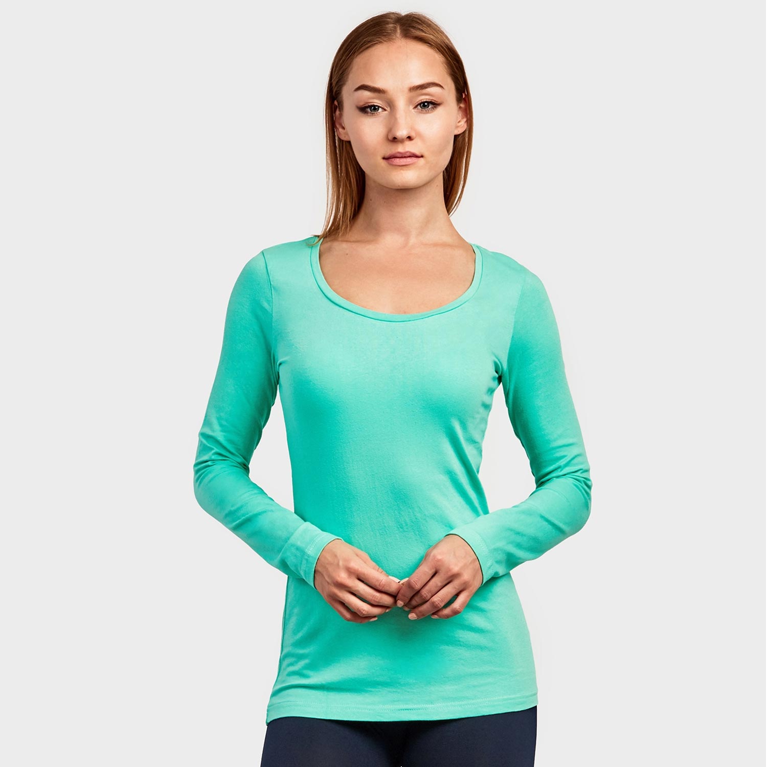 2 Pack Ladies Long Sleeve Round Neck T-shirt