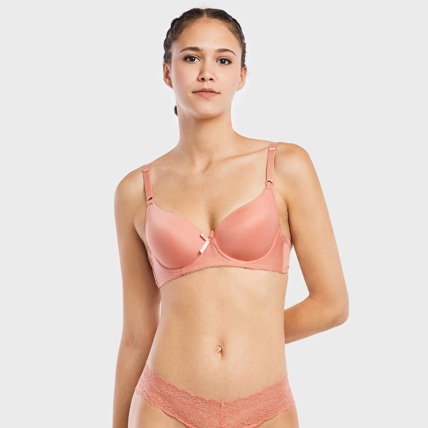  Ladies Full Cup Plain Bra W/ Lace Trim At Neckline 6 Pack