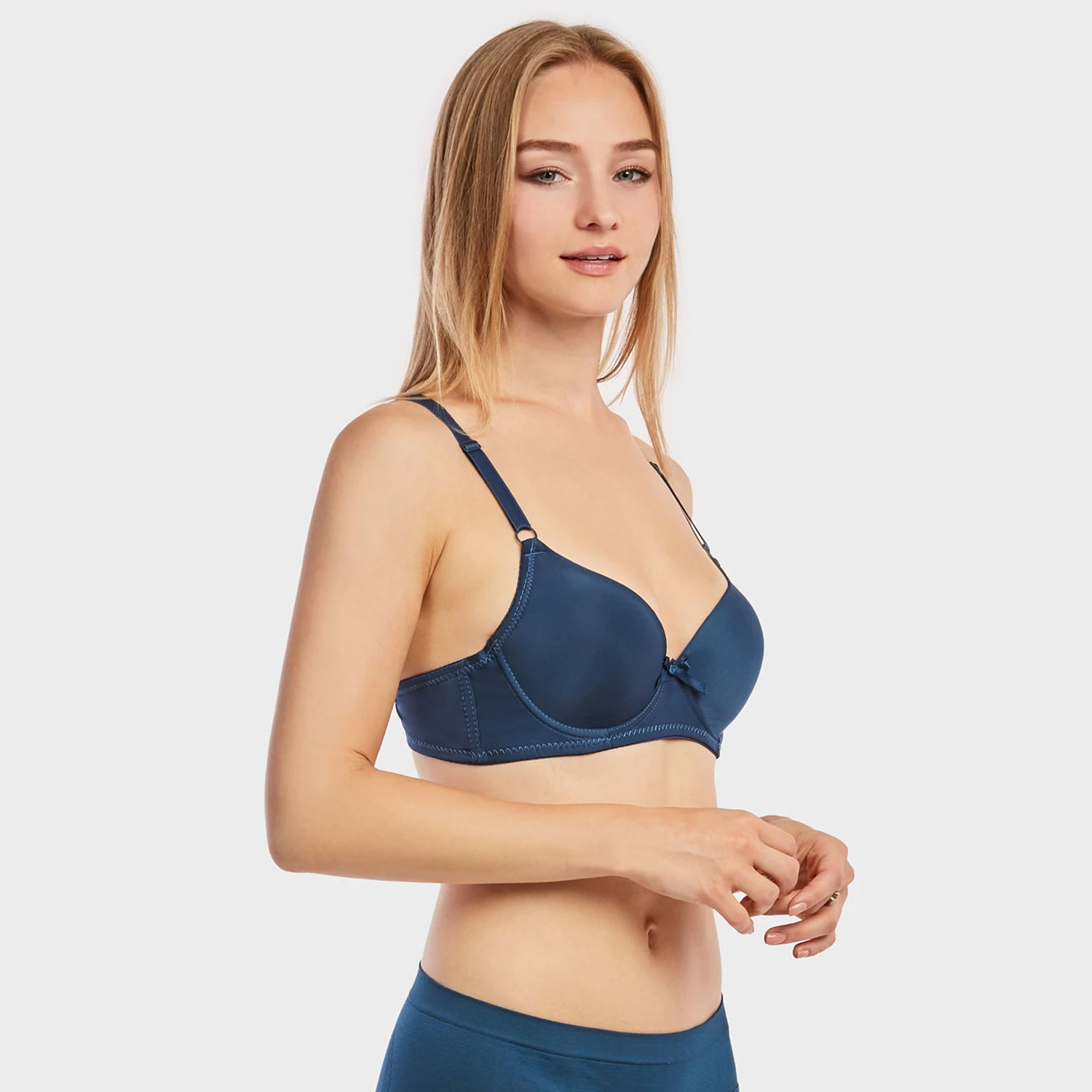  Ladies Full Cup Plain Bra W/ Lace Trim At Neckline 6 Pack