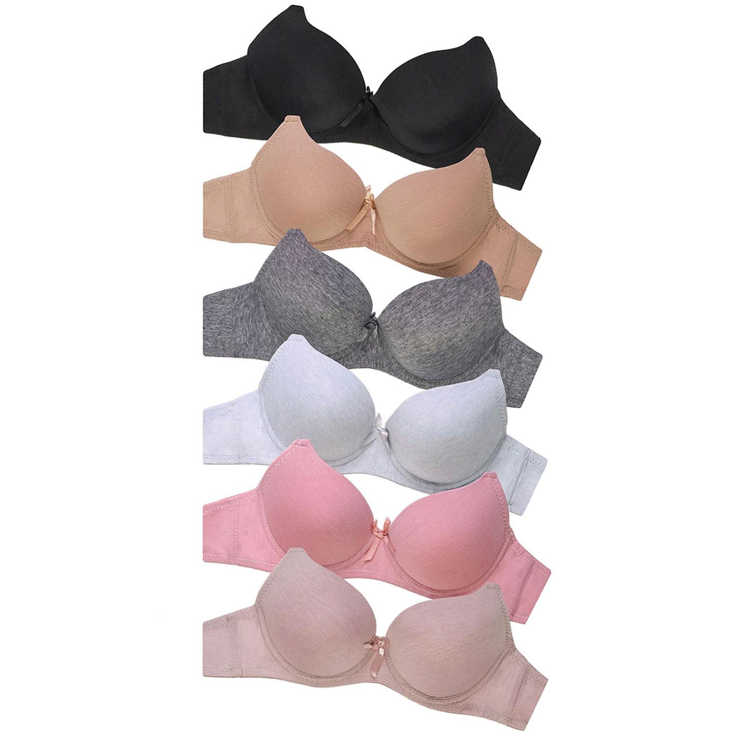 6-Pack Sofra Ladies Plain Cotton Bra