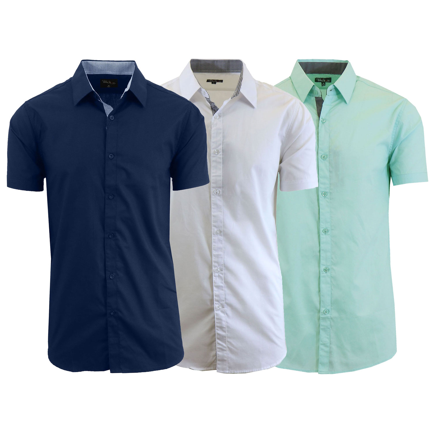 3 Pack Men's Slim Fit Short Sleeve Dress Shirts