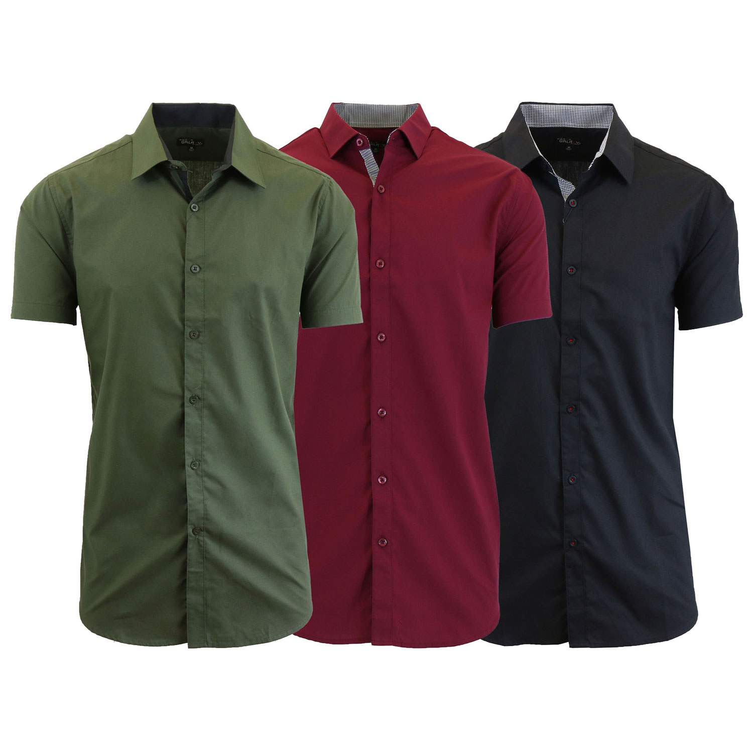 3 Pack Men's Slim Fit Short Sleeve Dress Shirts