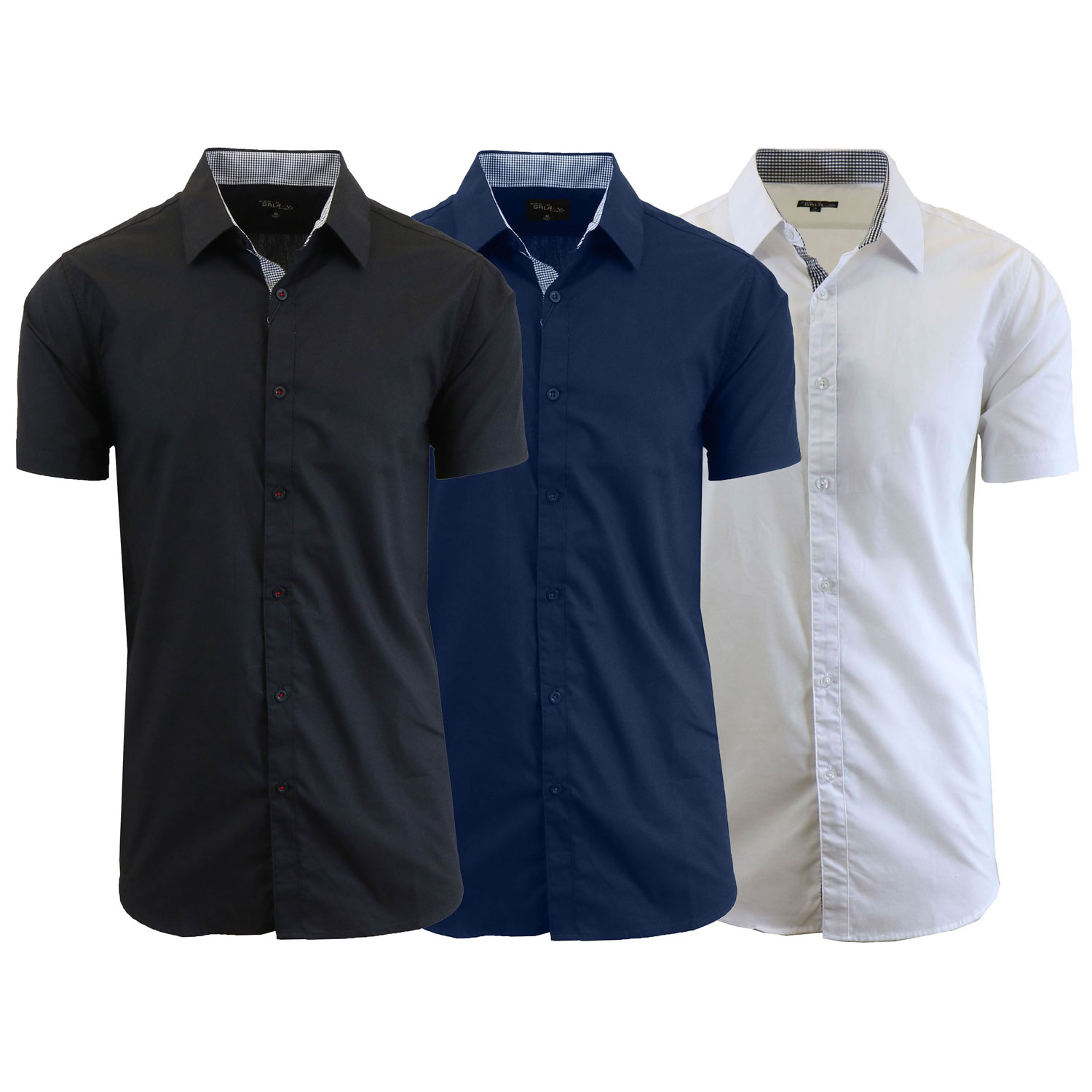 3 Pack Men's Slim Fit Short Sleeve Dress Shirts