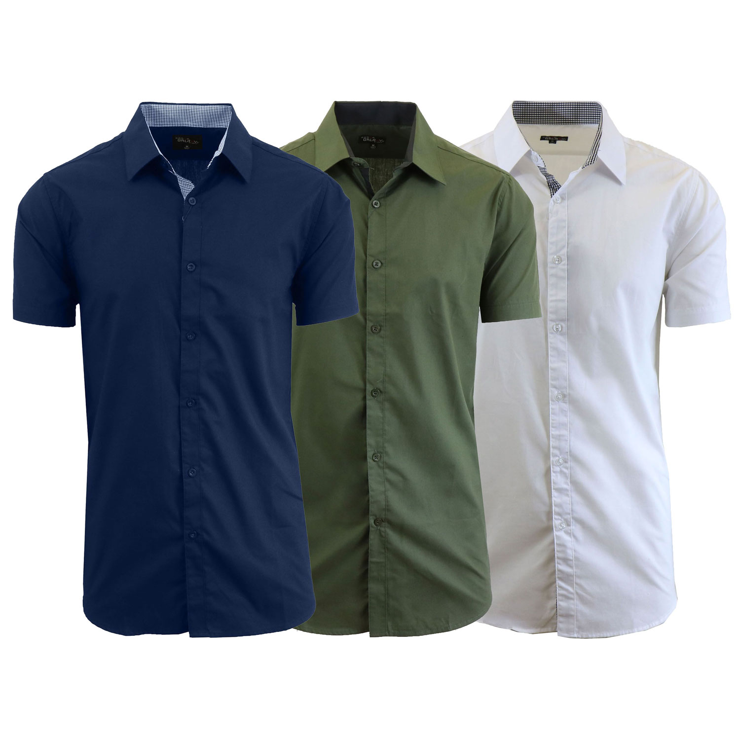 3 Pack Men's Slim Fit Short Sleeve Dress Shirts