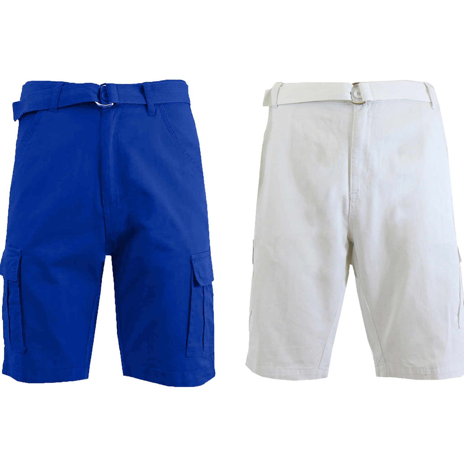 2 Pack Men's Cotton Chino Shorts With Belt