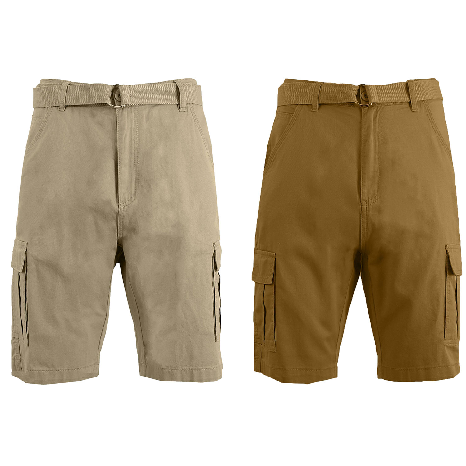 2 Pack Men's Cotton Chino Shorts With Belt