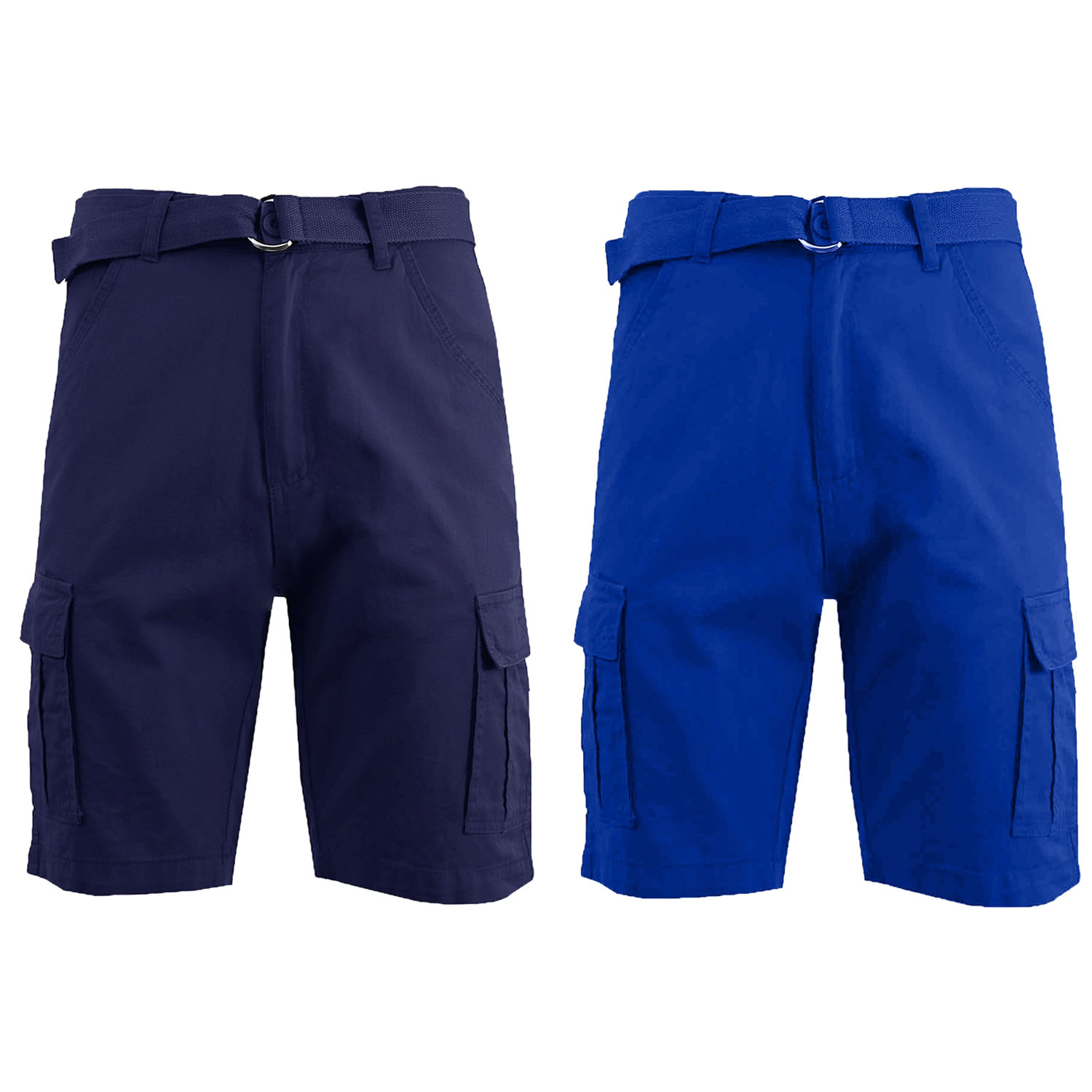 2 Pack Men's Cotton Chino Shorts With Belt