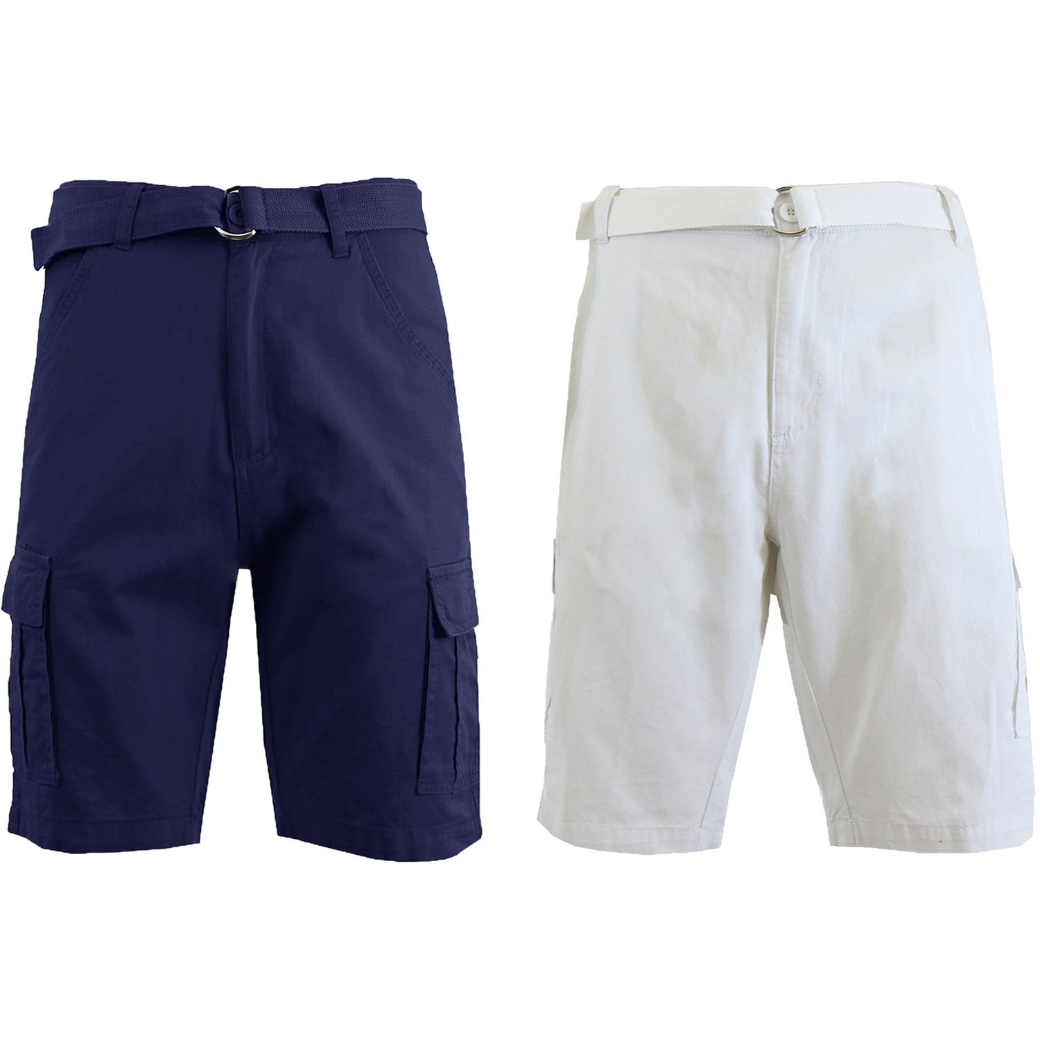 2 Pack Men's Cotton Chino Shorts With Belt