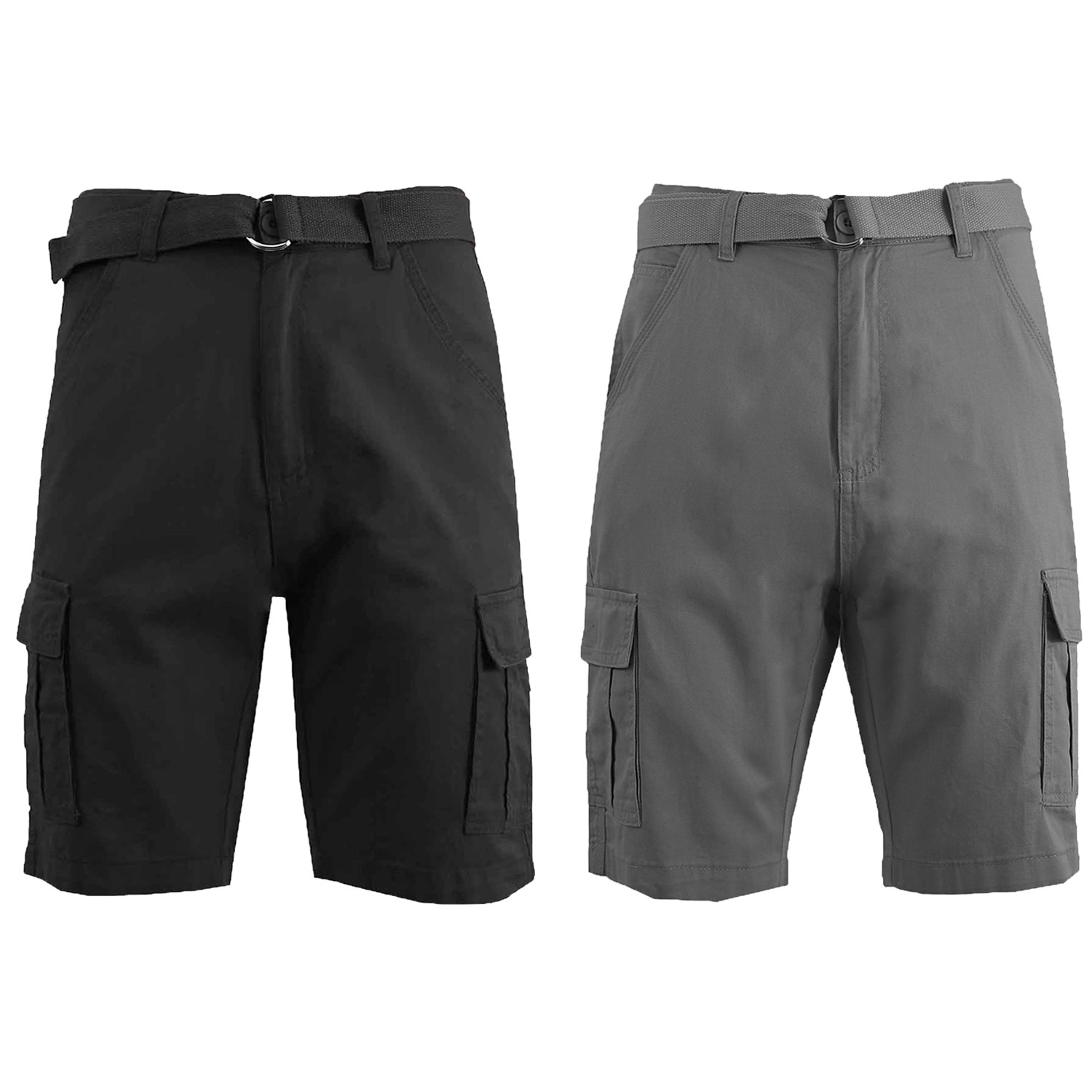 2 Pack Men's Cotton Chino Shorts With Belt