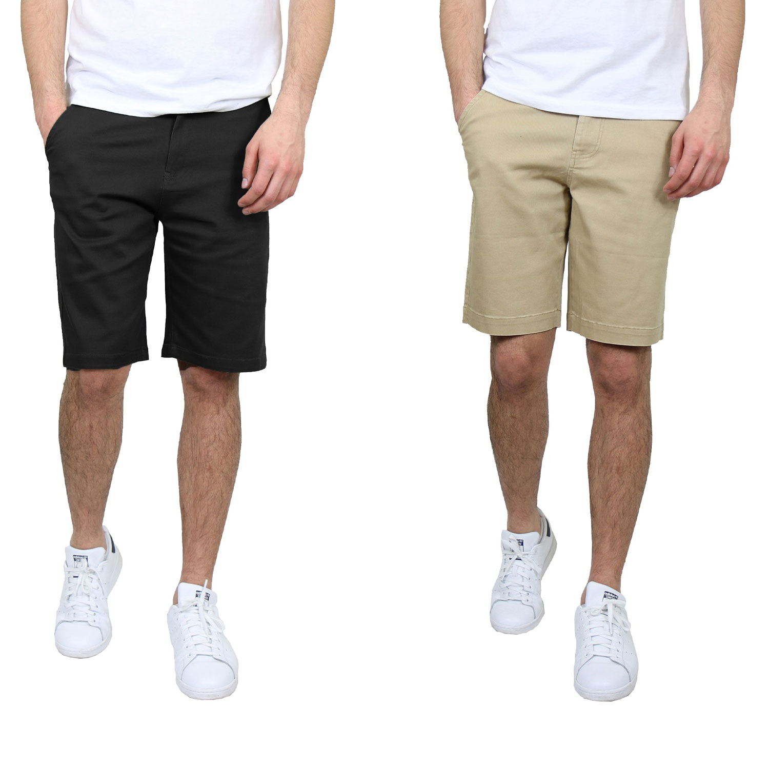 2 Pack Men's 5 Pocket Flat Front Slim-Fit Stretch Chino Shorts