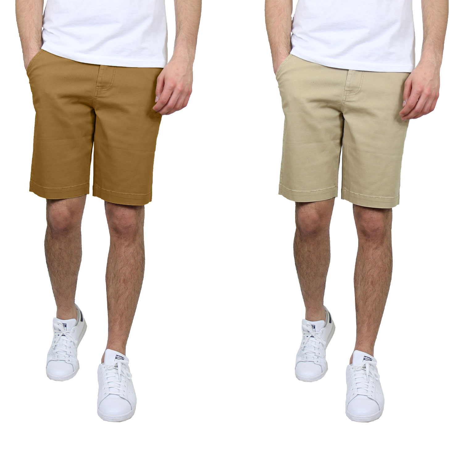 2 Pack Men's 5 Pocket Flat Front Slim-Fit Stretch Chino Shorts