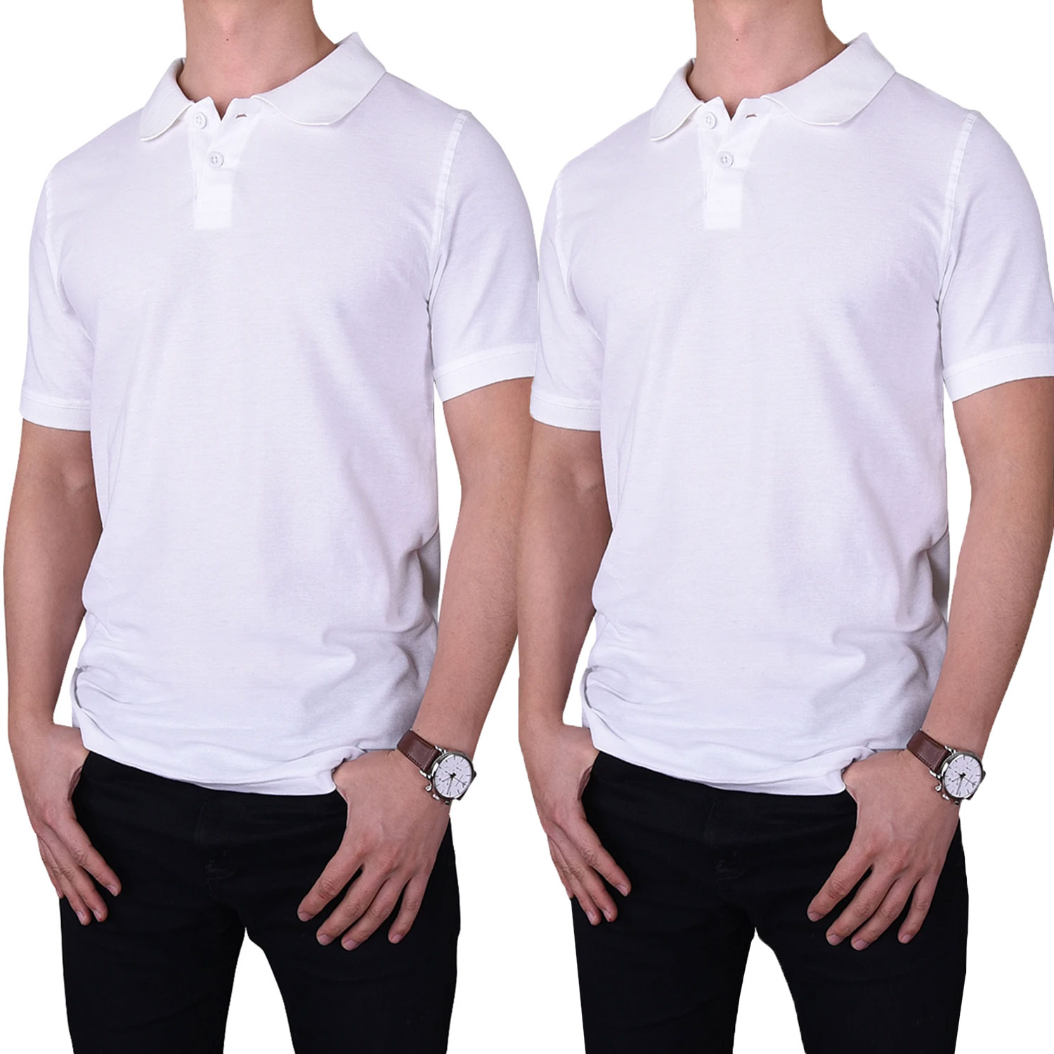 2 Pack 100% Cotton Men's Slim Polo Shirt