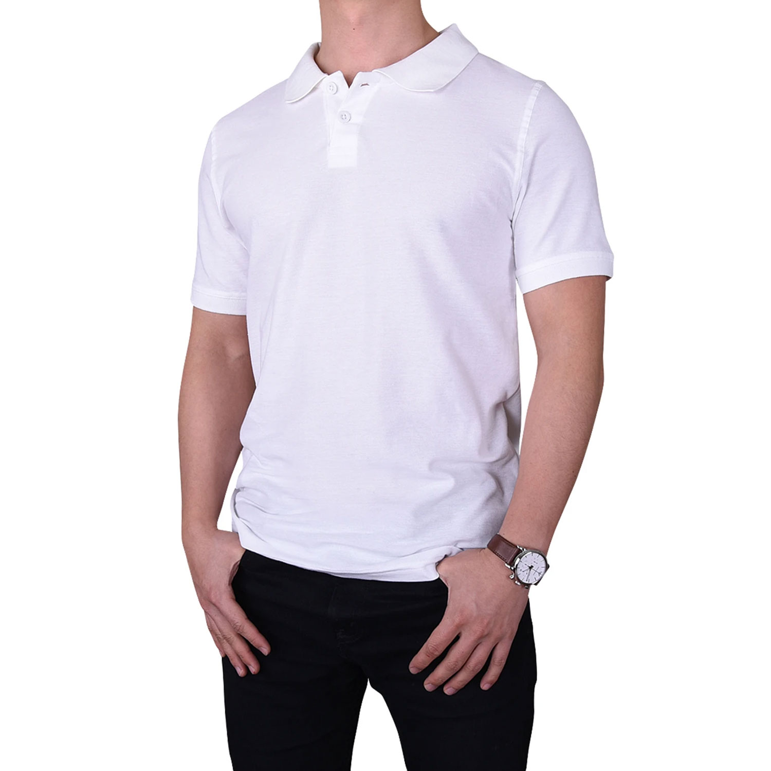 2 Pack 100% Cotton Men's Slim Polo Shirt