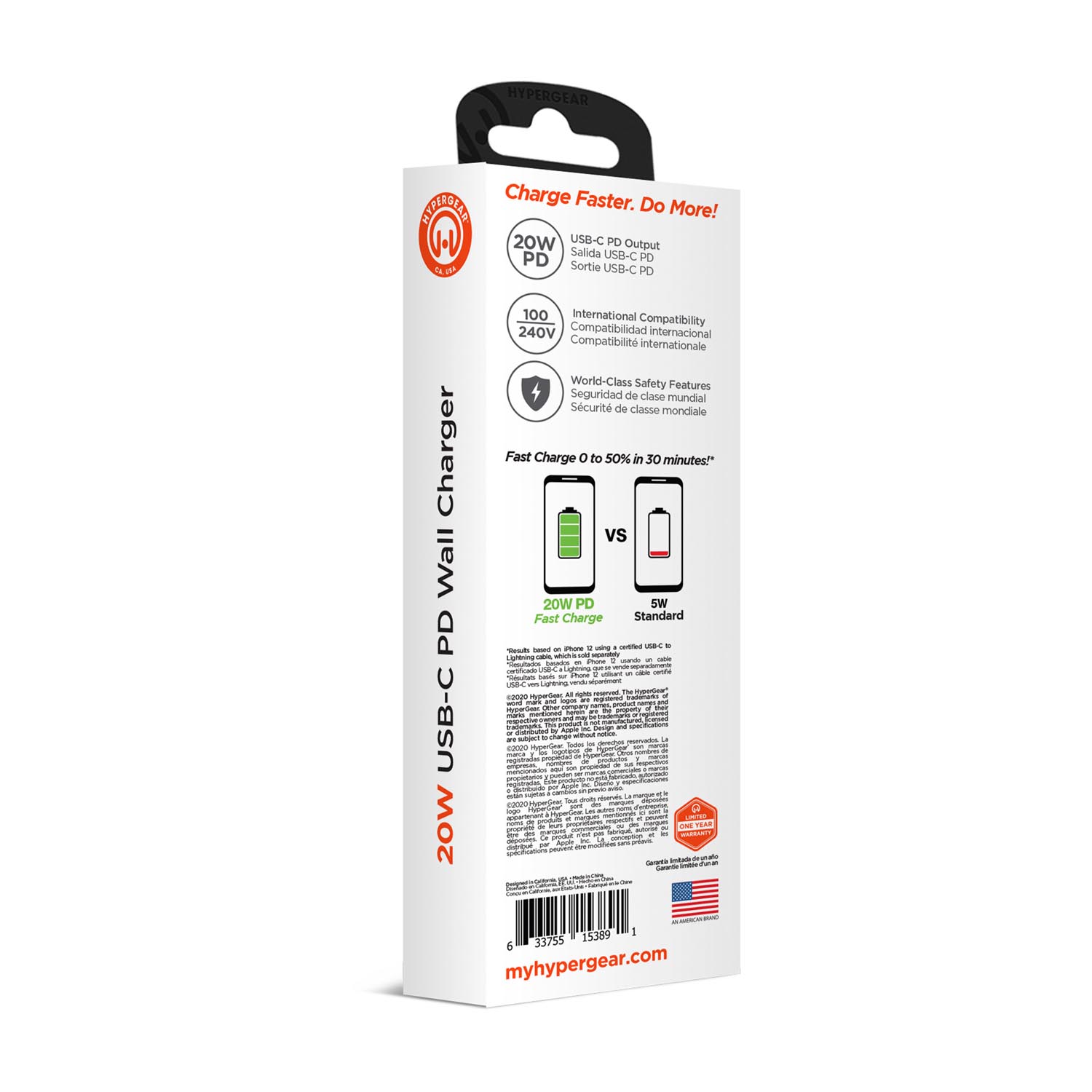 HyperGear 20W USB-C PD Wall Charger White