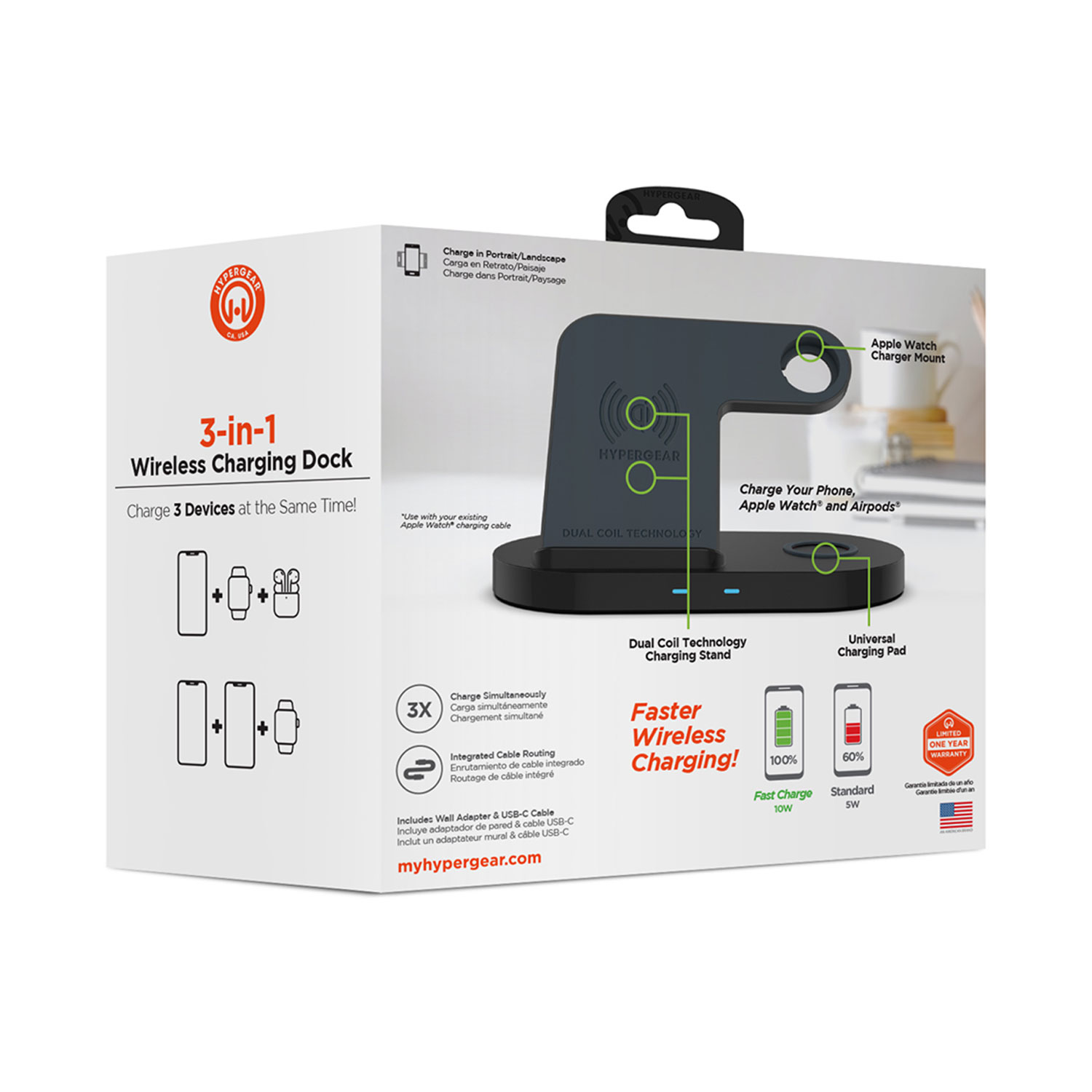 HyperGear 3 In 1 Wireless Charging Dock