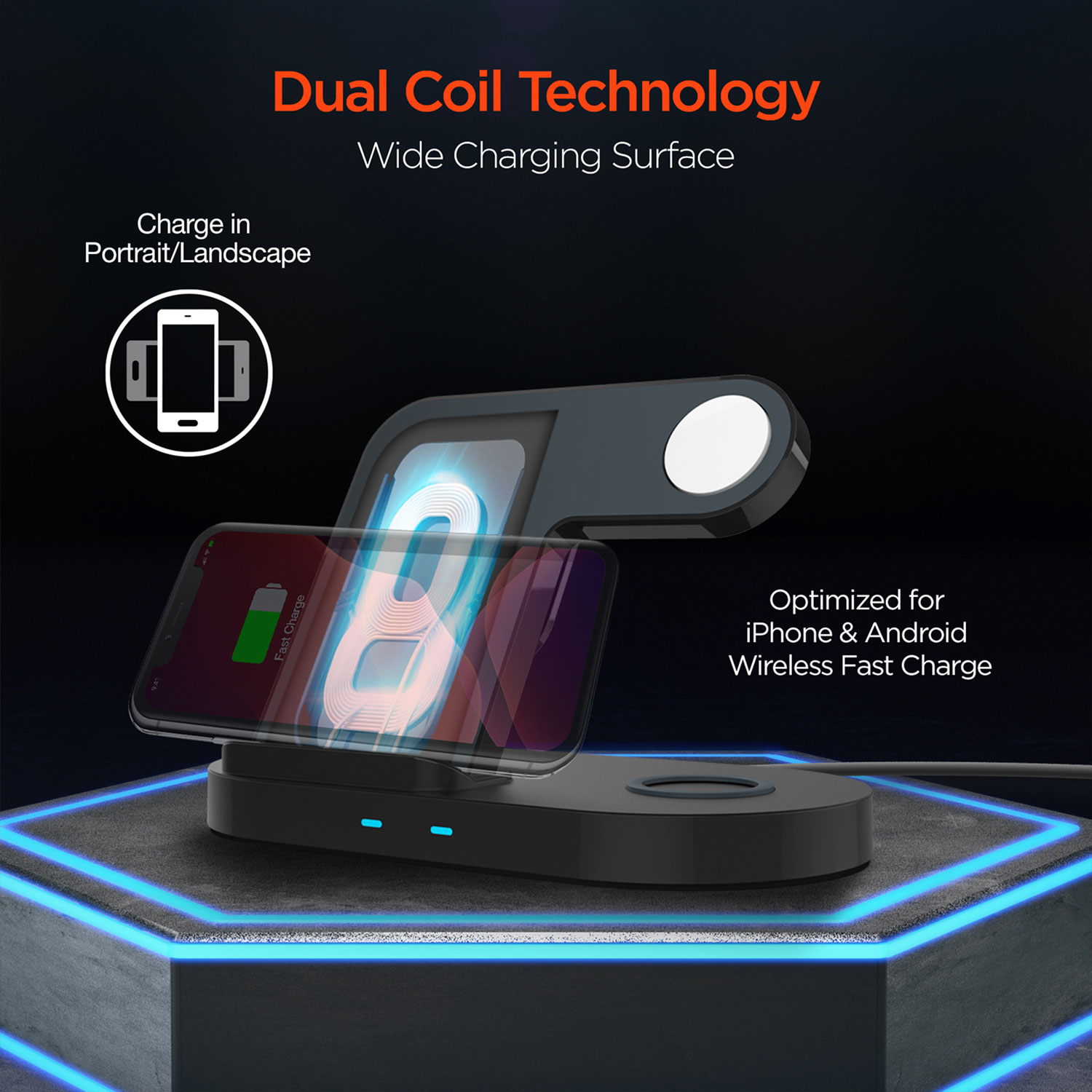 HyperGear 3 In 1 Wireless Charging Dock